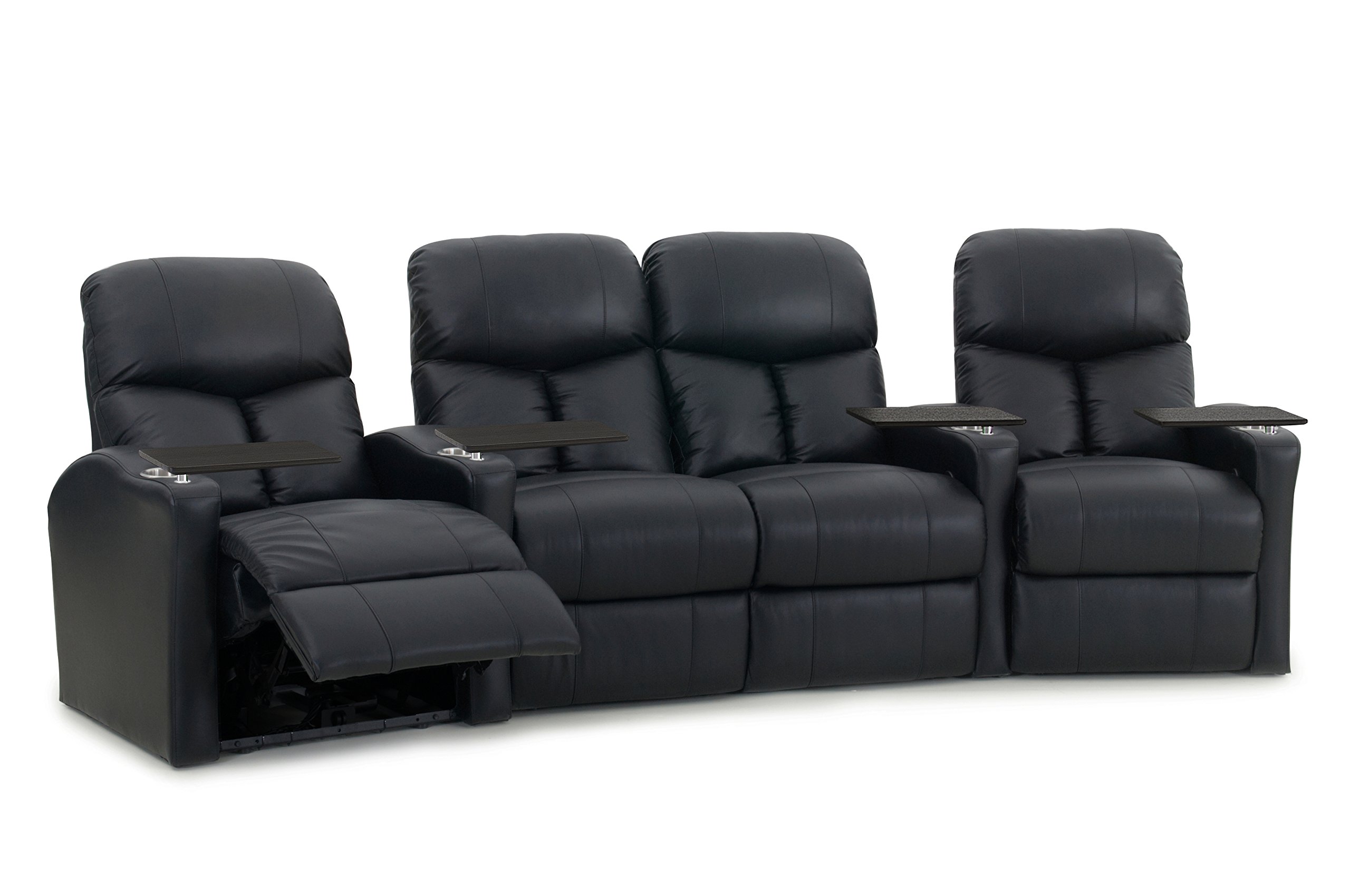 Octane SeatingBolt XS400 Theater Seats Black Leather - Power Recline - Row 4 Chairs with Loveseat - Space Saving Design
