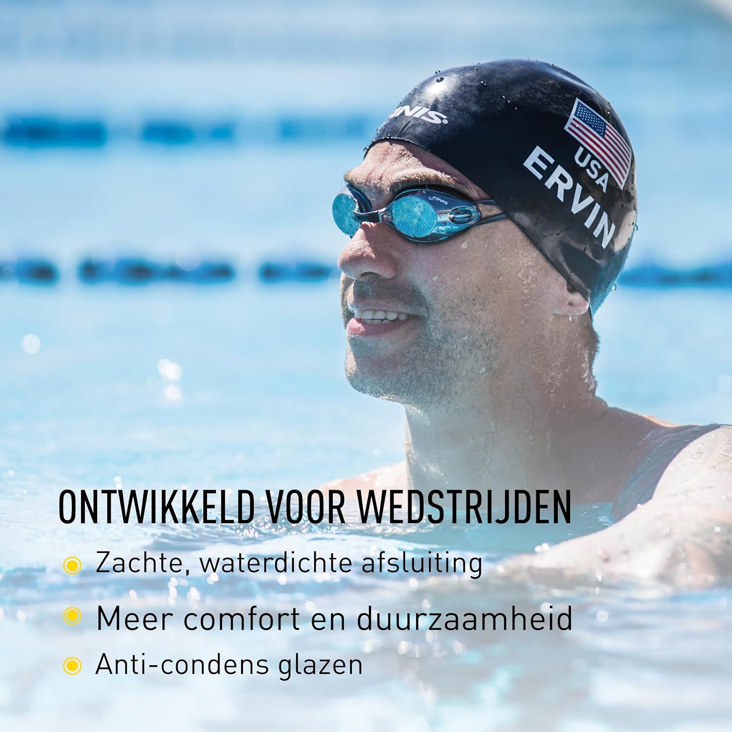 FINIS Bolt Competition Swim Goggles - UV Protection & Anti-Fog Lenses - 3 Nosepieces - Adjustable - Adult