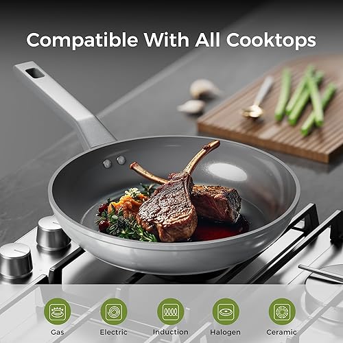 Miniatura 3 de Sanho Sartén antiadherente de 12 pulgadas, revestimiento de cerámica sin PFAS ni PFOA, utensilios de cocina compatibles con inducción, mango de