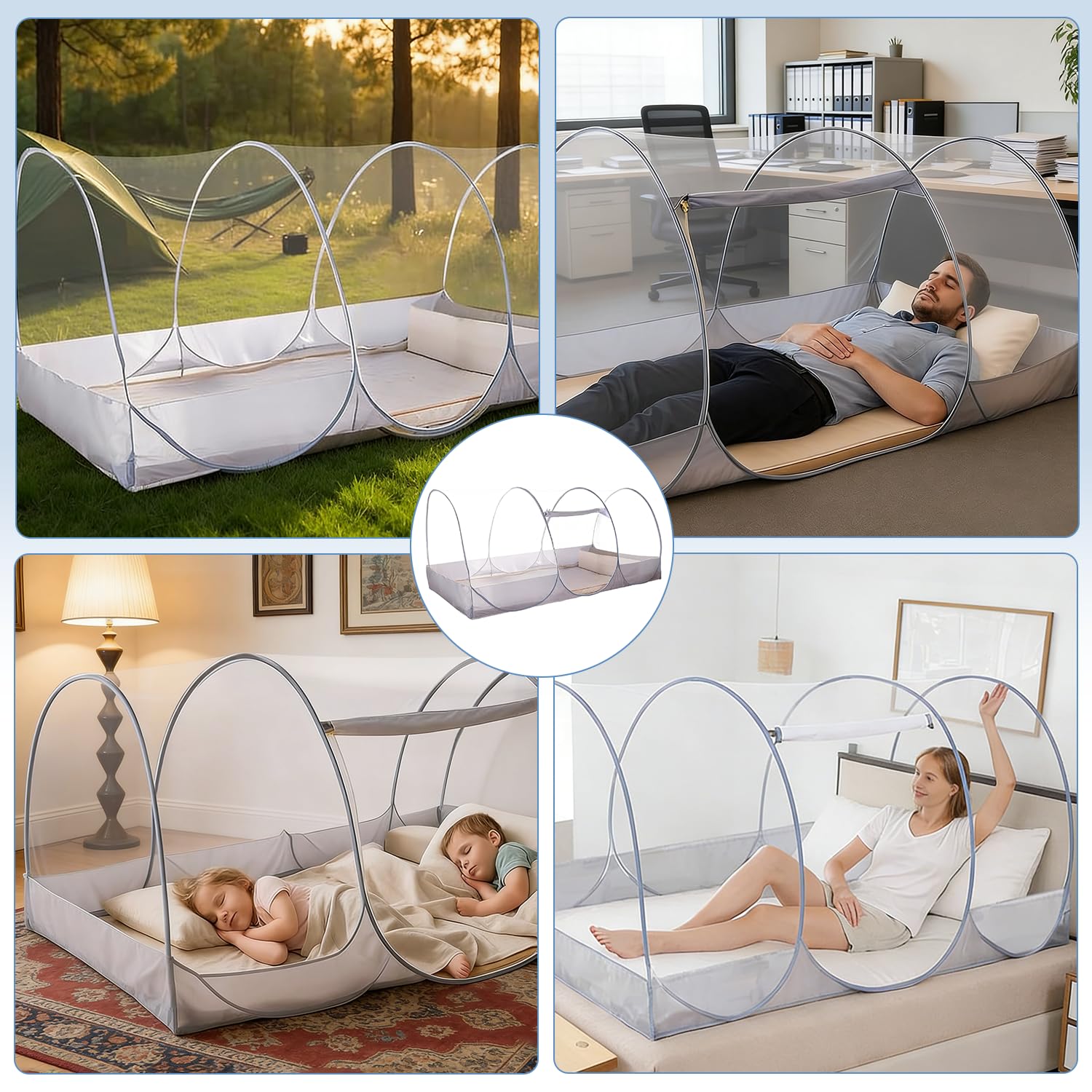 Zanzariera pieghevole per letto singolo, ultraleggera, zanzariera pop-up portatile con cerniera, a maglie fini, facile da montare per casa, residenza universitaria, esterni e viaggi (190x90x90cm)