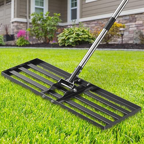 30x10 inch Lawn Leveling Rake, Yumatum 72" Effort Saving Lawn