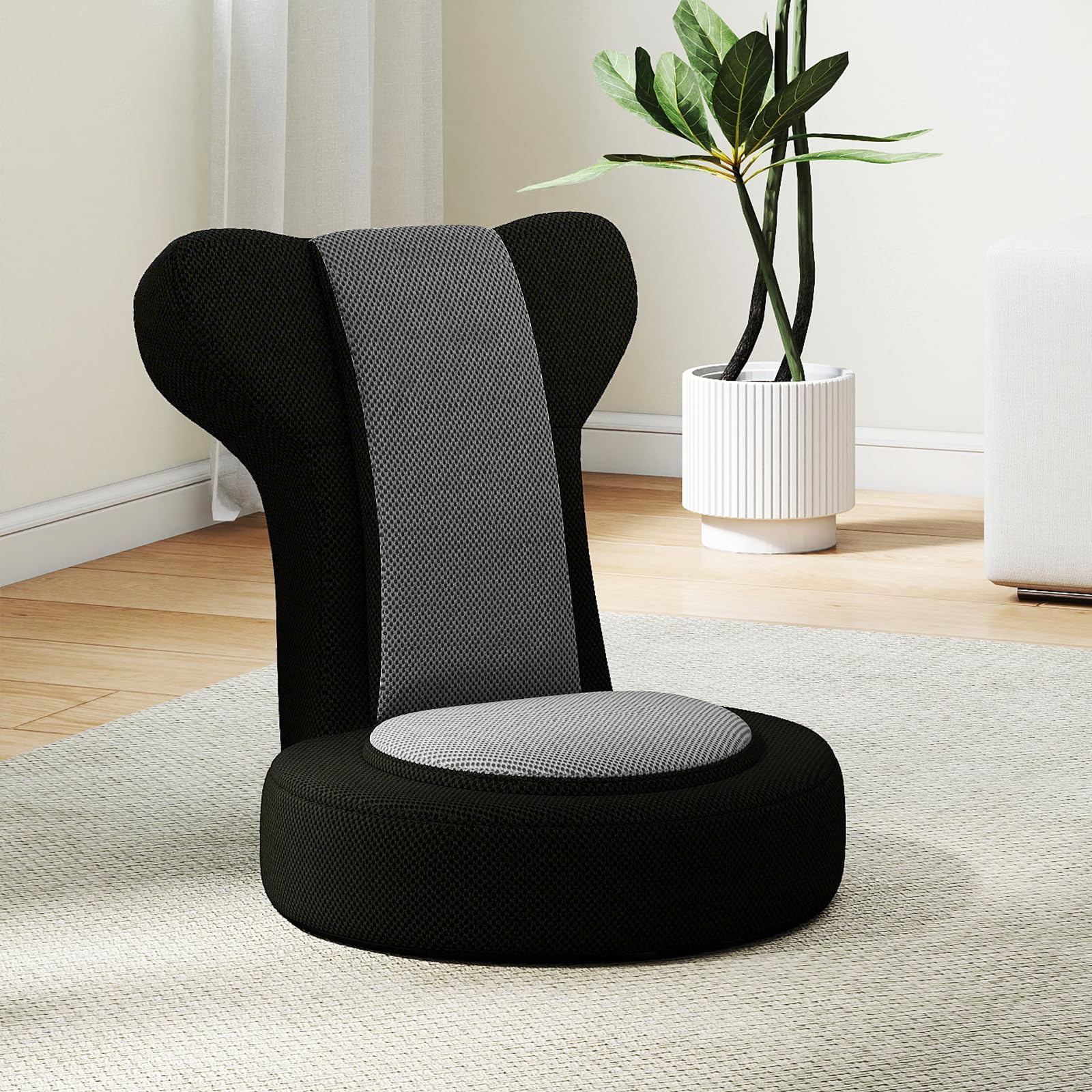COSTWAY Sedia da Terra, Poltrona Relax con Schienale Regolabili a 14 Posizioni, Sedia da Pavimento Pieghevole, per Camera da Letto e Salotto (Grigio)