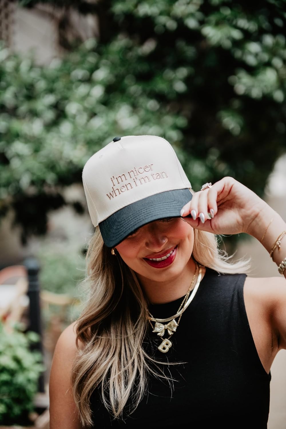 KATYDID I’m Nicer When I’m Tan Vintage Hat - Two-Toned Trucker Hat - Embroidered Vintage Baseball Cap for Women - Snapback - Image 2