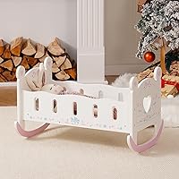 Vista 2 de ROBUD Cuna de Madera para Muñecas de Bebé, Juguetes de Cama para Muñecas de Bebé, para Muñecas de Hasta 18 Pulgadas, Accesorios para Muñecas