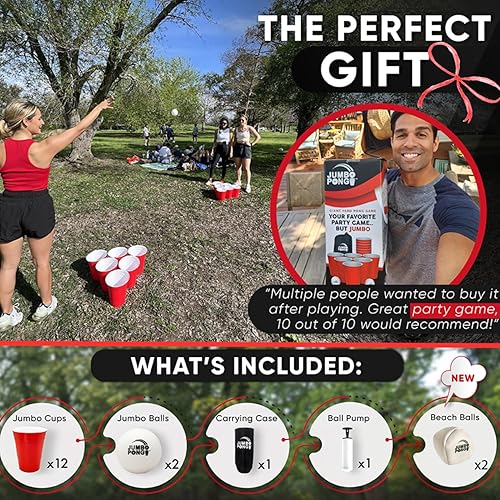 Miniatura 5 de Juego gigante de patio pong, juegos de patio al aire libre, césped, playa, camping, portón trasero o patio trasero - Vasos gigantes duraderos con