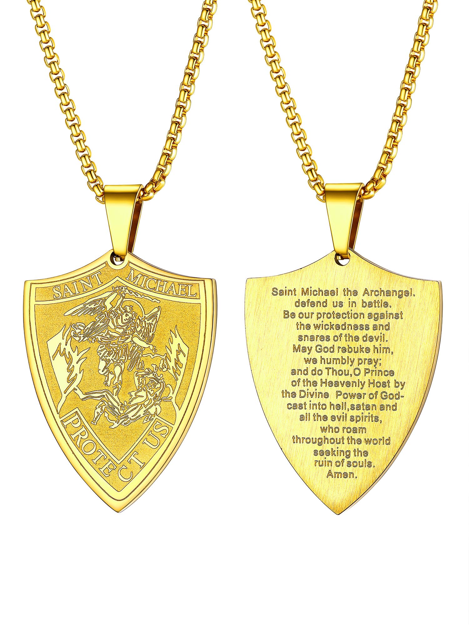 PROSTEEL St Christopher/St Benedict/St Michael Pendant Necklace for Men