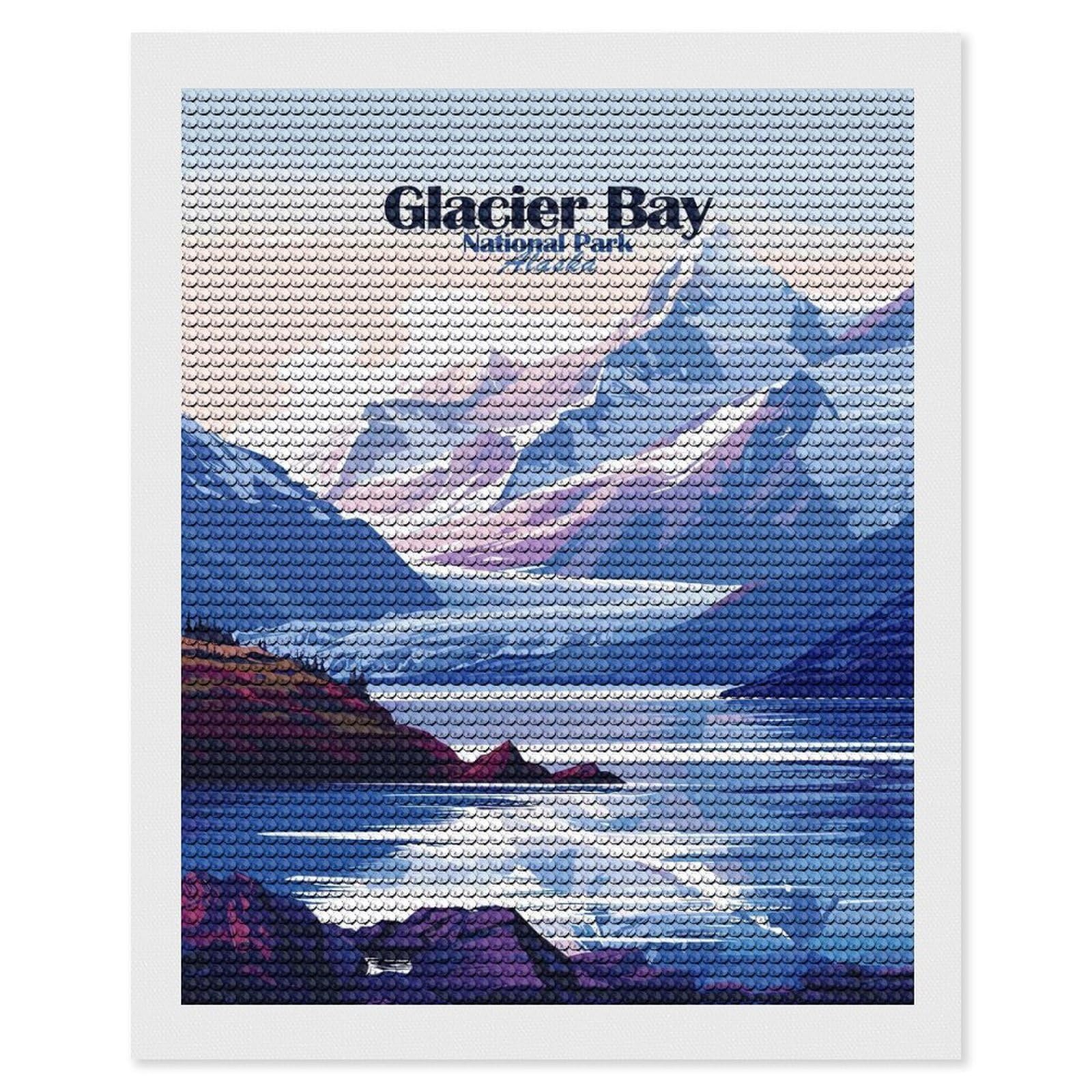Junmoney Glacier Bay National Park Alaska Diamond Art Canvas 16"x20", Easy to Follow Symbols, Finish and Display, Fun Craft Experience, Aesthetic Room Decor