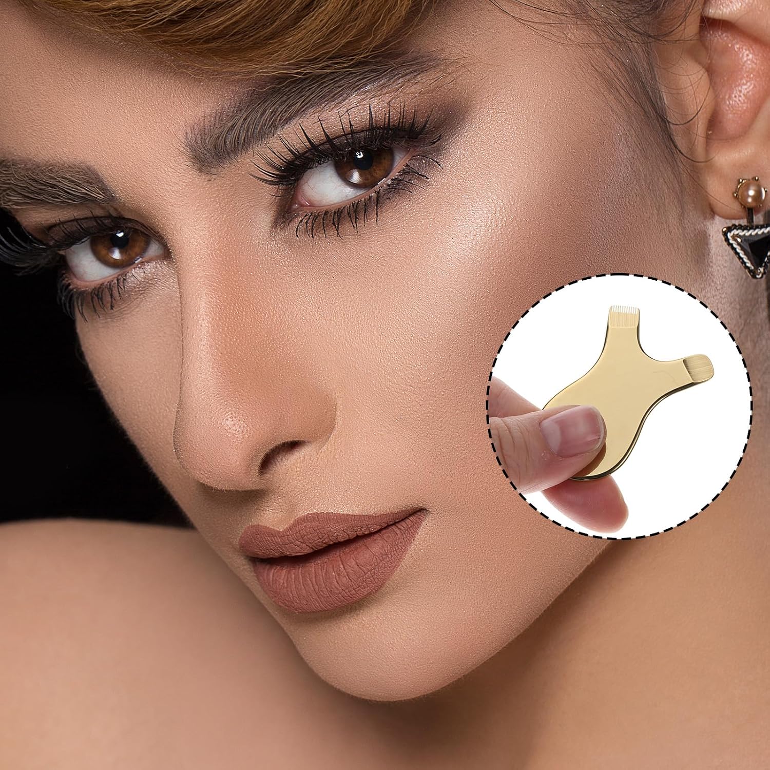 Mini Stainless Steel Y Shape Lash Comb, Reusable Eyelash Separator Tool for Lash Lift, Tint, Perm and Extension, Professional Multi-Functional Eyelash Brush Makeup Beauty Tool (Gold