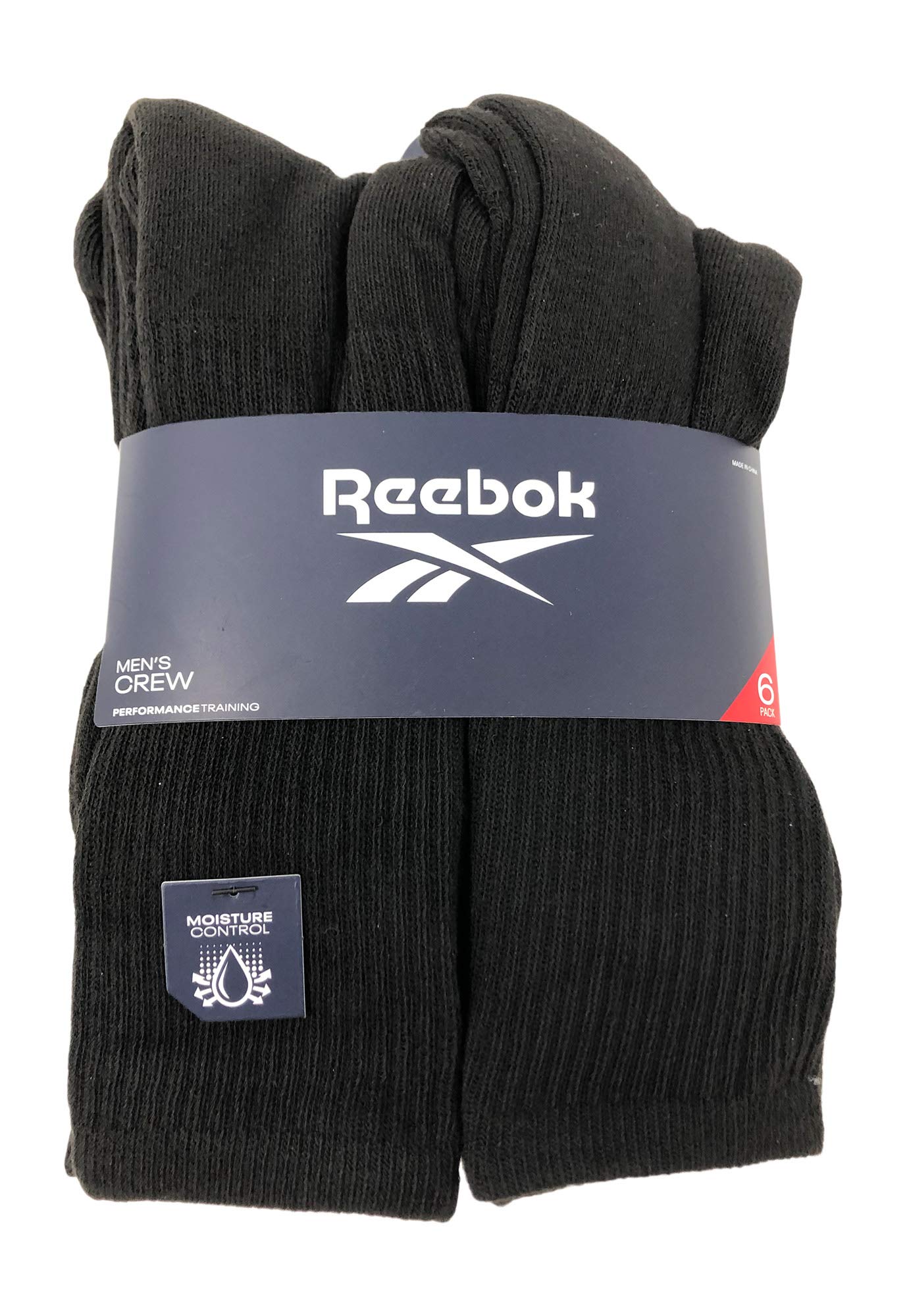 Reebok 6 Pack Mens Performance Training Crew Socks (Black/Red/Grey)