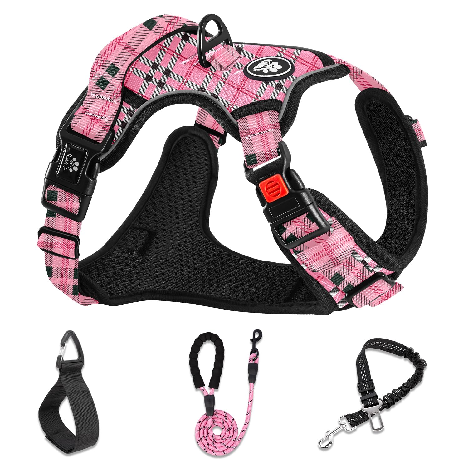 NESTROAD No Pull Dog Harness with Leash, Reflective No Choke Pet Vest Harness,Adjustable Soft Padded Dog Harness with Easy Control Handle for Large