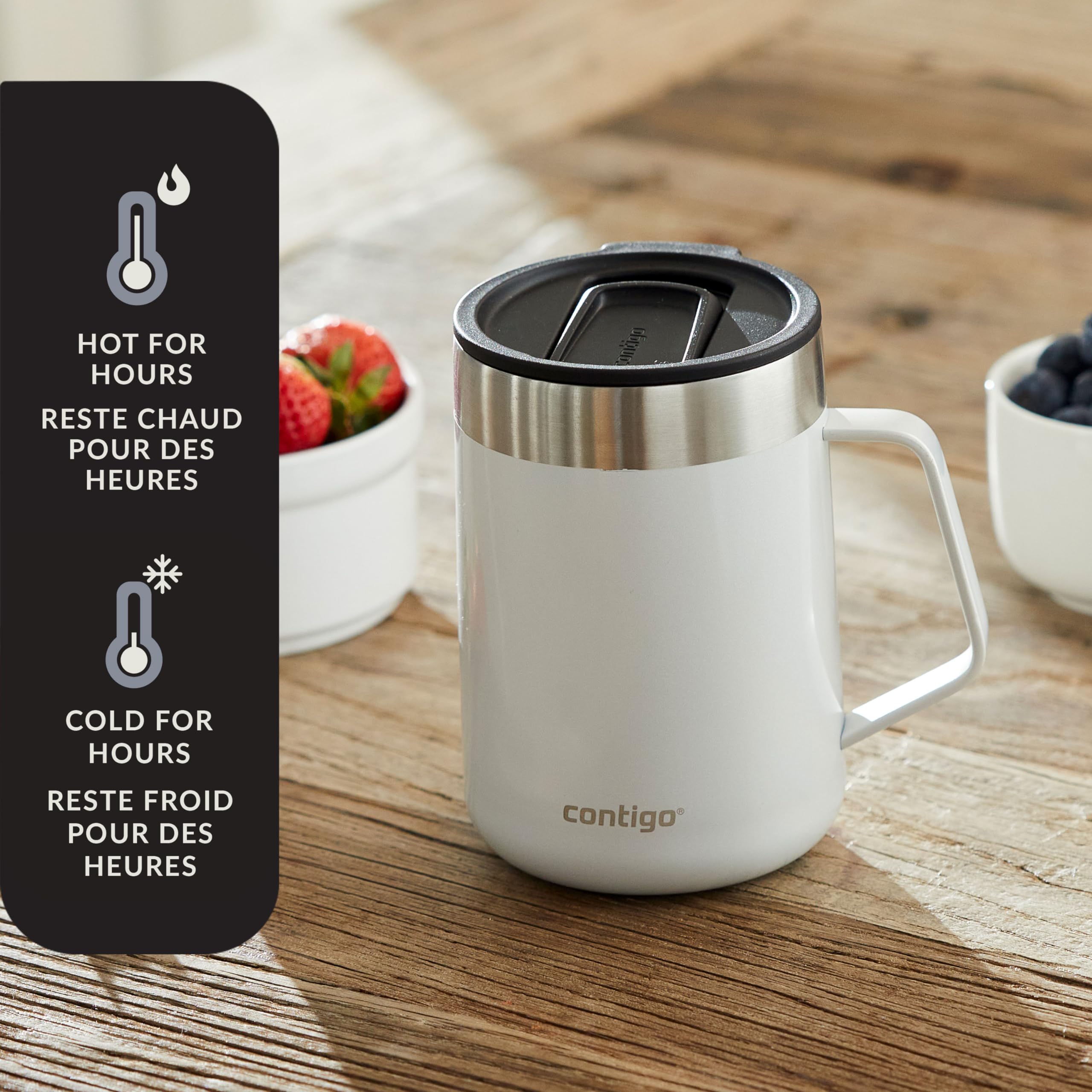 Gobelet Isotherme Contigo Streeterville 410ml - Maintient Chaud 5h - Poignée Ergonomique
