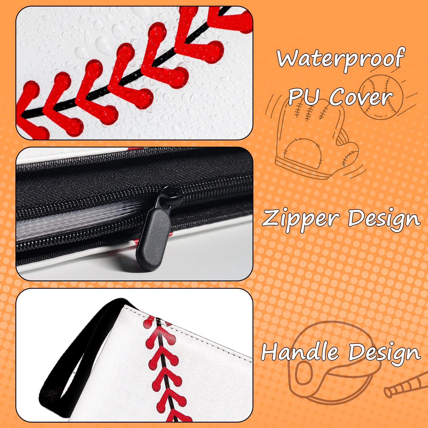 Baseball Gifts Cards Binder with Sleeves - 9 Pocket, Double Sided, 50 Removable Sleeves, Collectible 900 Cards - Zip Trading Card Collection/Collector Albums/Folder for MTG, TCG, Sport Cards