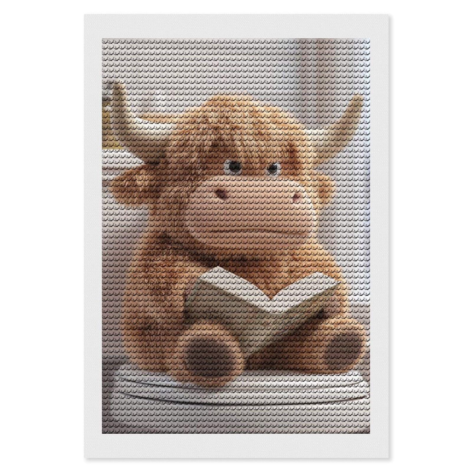 Junmoney Stuffed Highland Cow Reading on Toilet 5D Diamond Painting Kit 8"x12", Relaxing DIY, Mindful Craft Project, Full Kit Included, Thoughtful Present