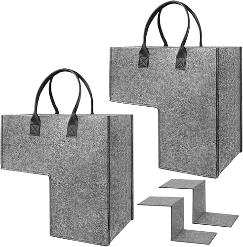 MODOWEY 2 cestas de escalera en forma de L, organizador de almacenamiento de escalera de tela plegable con asas de cuero sintético, organizador de