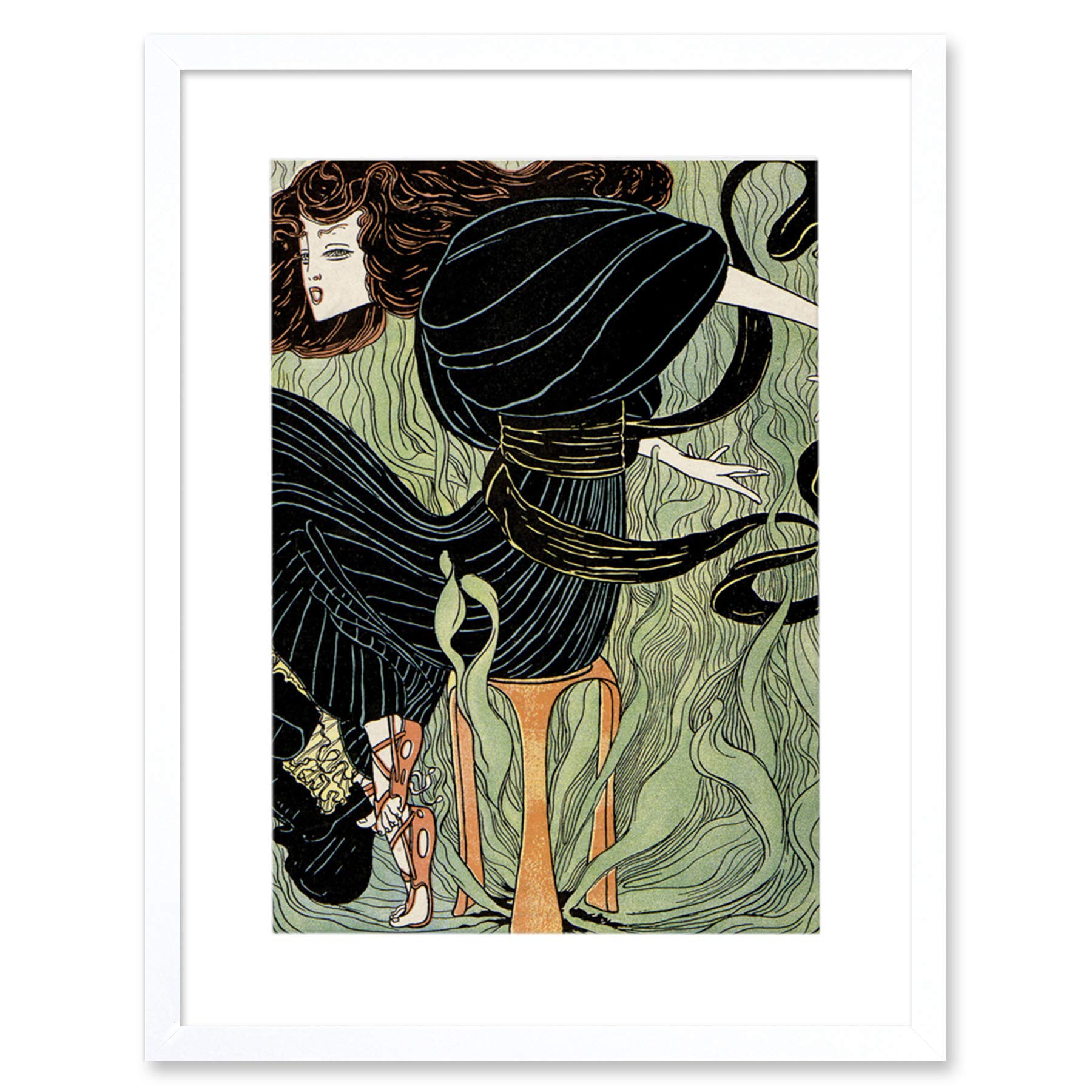 Wee Blue Coo Magazine Cover Jugend Abstract Woman Artwork Framed Wall Art Print 12X16 Inch