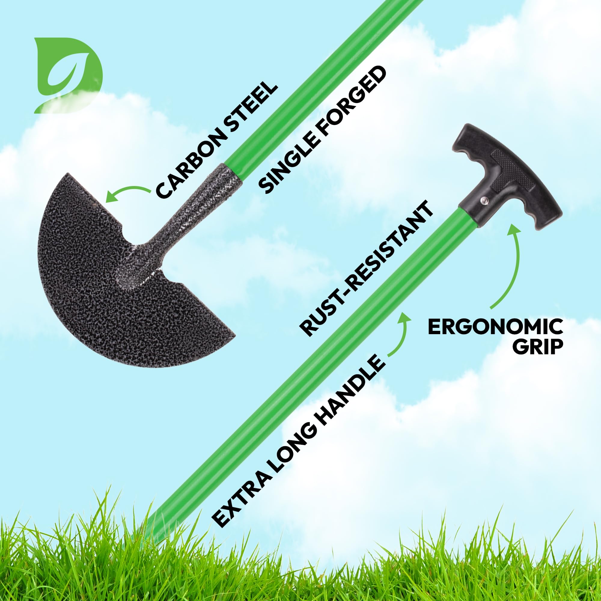 Hardys Garden Tools | Carbon Steel Lawn Edging Border Cutter & Garden Edging Tool | Half Moon Lawn Edger & Edge Trimmer with Head Step | T Handle 91cm - 5