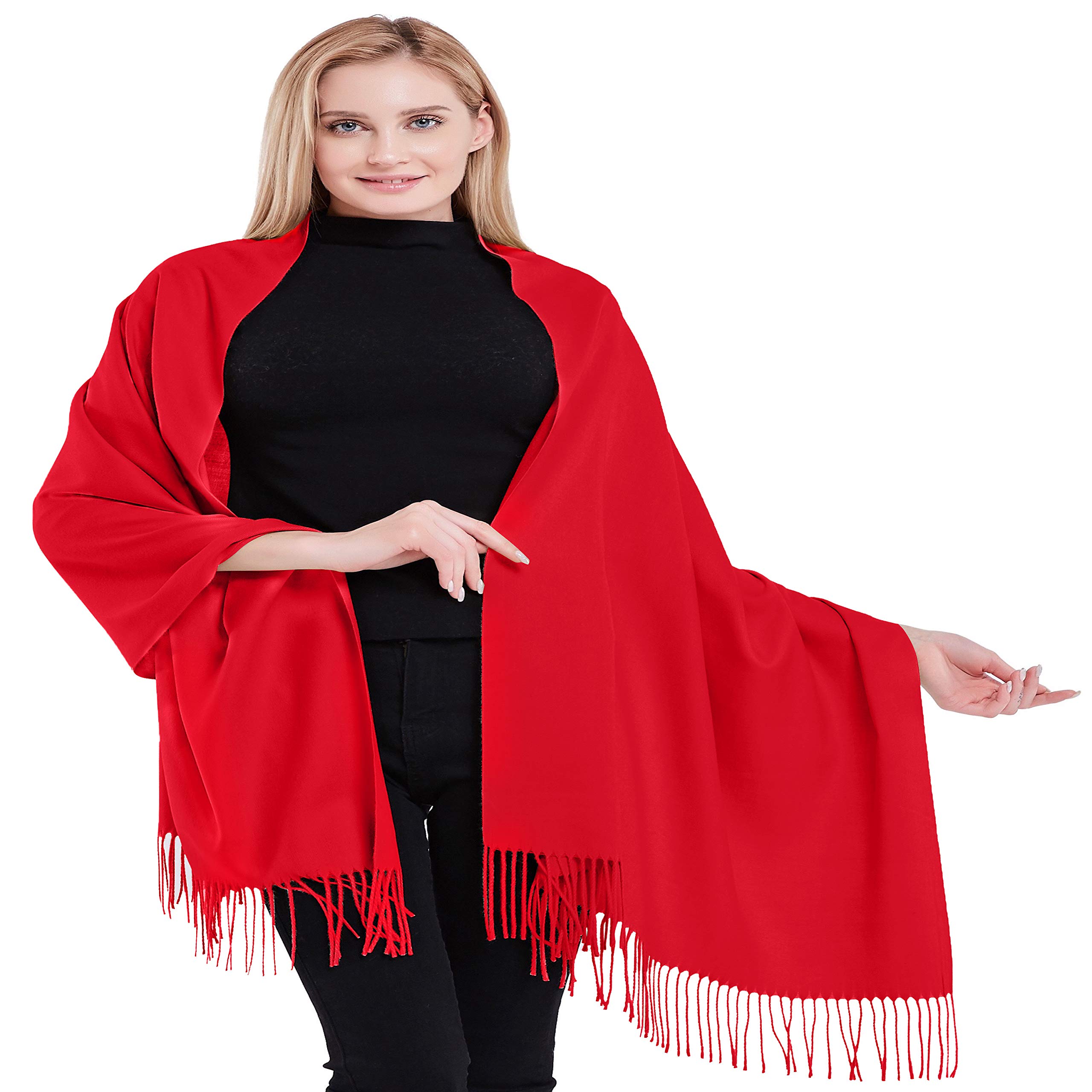 Cj Apparel Women's Red 100% Cashmere Shawl Pashmina Scarf Wrap Stole Hand Made In Nepal
