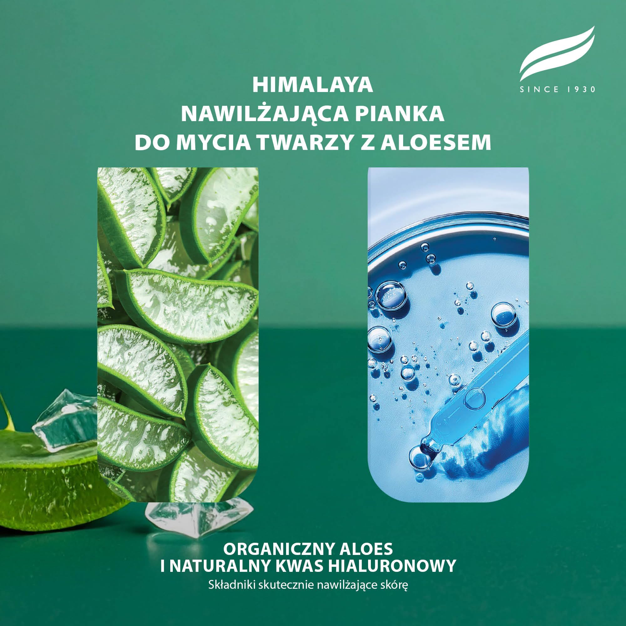Himalaya Nawilżająca Pianka do Mycia Twarzy z Aloesem Ekologicznym i Naturalnym Kwasem Hialuronowym, do suchej i matowej skóry, 98% składników pochodzenia naturalnego, 150 ml