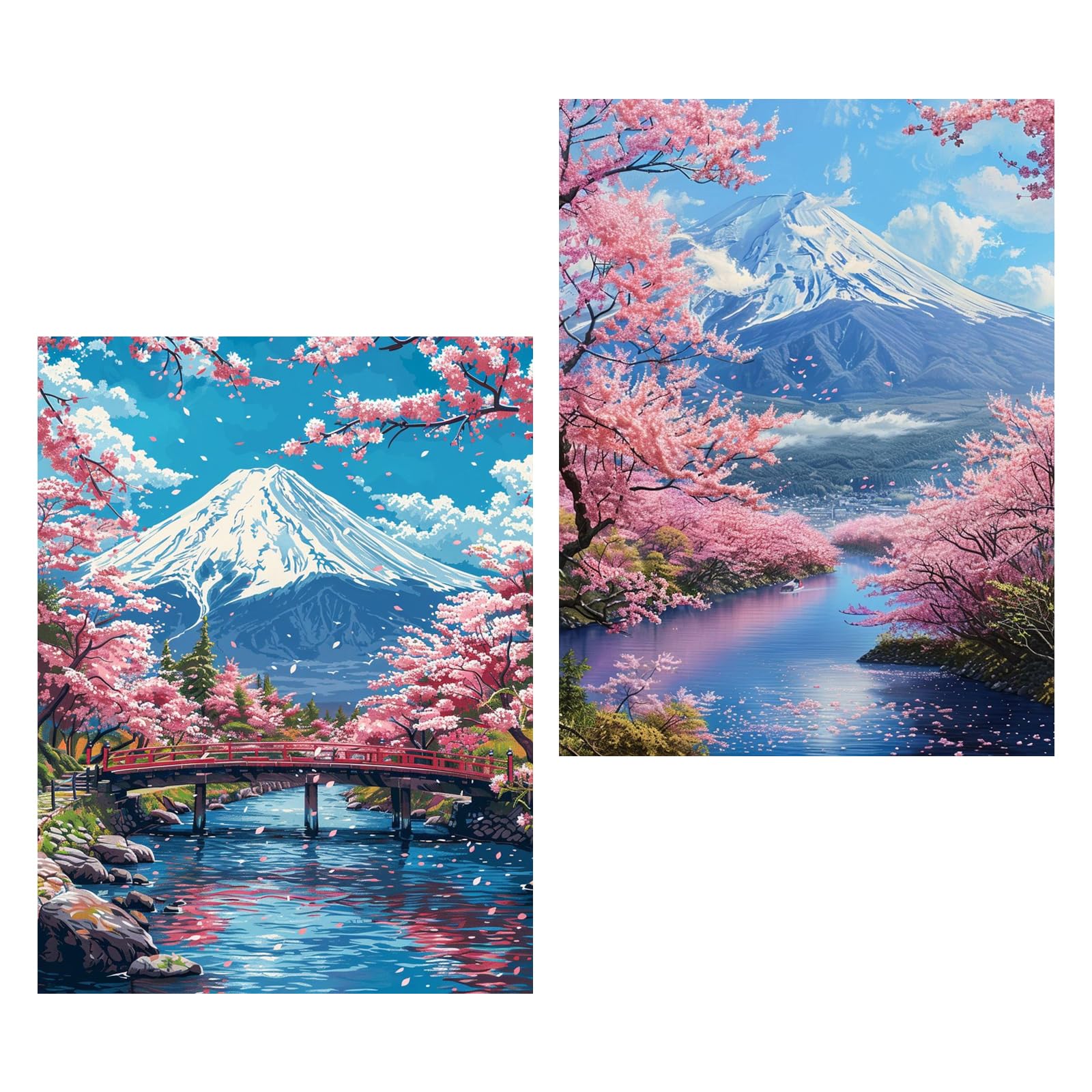seimeinoki ダイヤモンドアート キット 2個セット 風景 ひな祭り 飾り ダイヤモンドビーズ絵画キット モザイクアート 花 桜 富士山 全面 5D 四角いビーズ 春 飾り 塗装 DIY 手作り絵画 30x40cm
