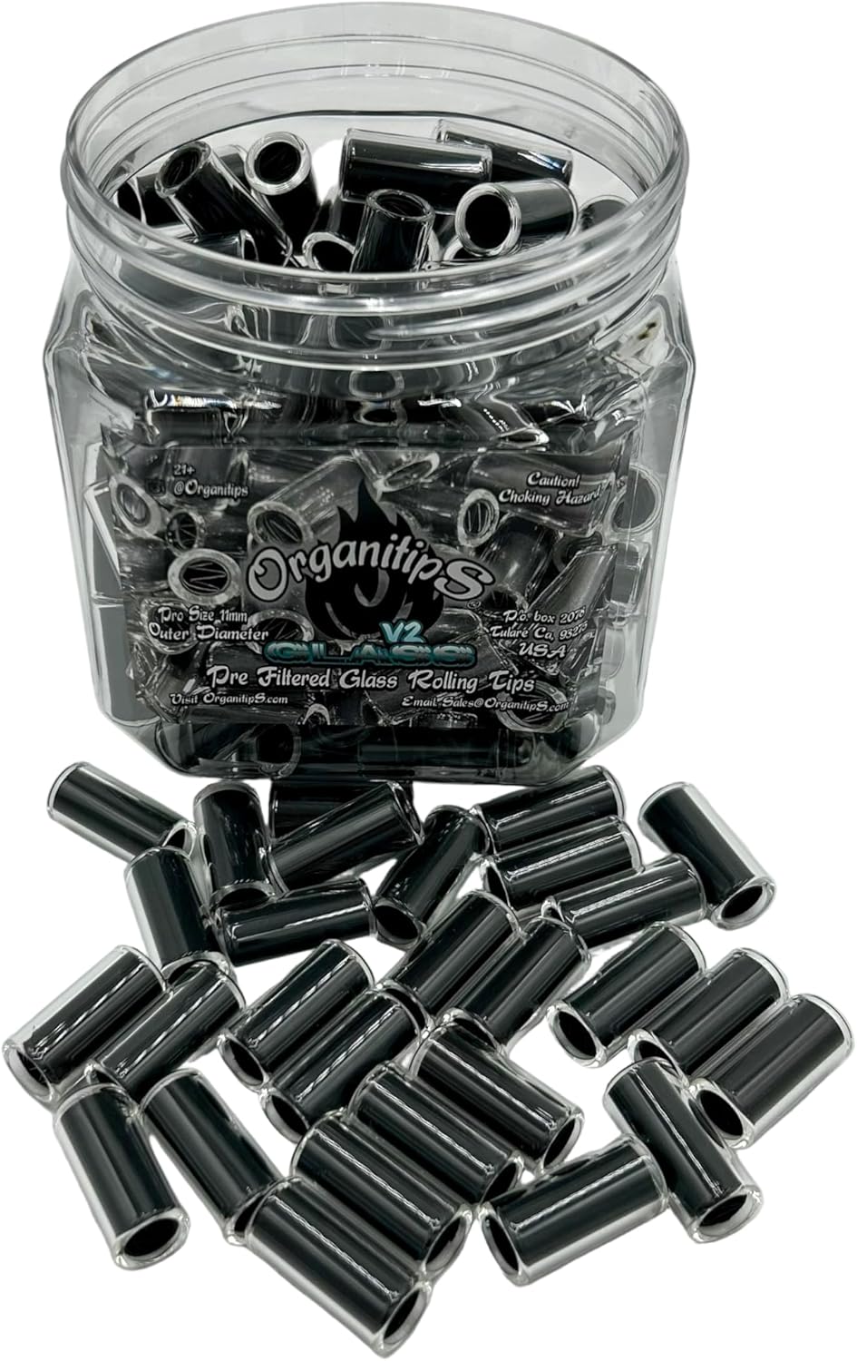 OrganitubeS® Pro Glass - Pre filtered tubes (OrganitipS Pro Sized Glass Tubes in Black, Blue, Red, Pink, or Green) (Black x 20)