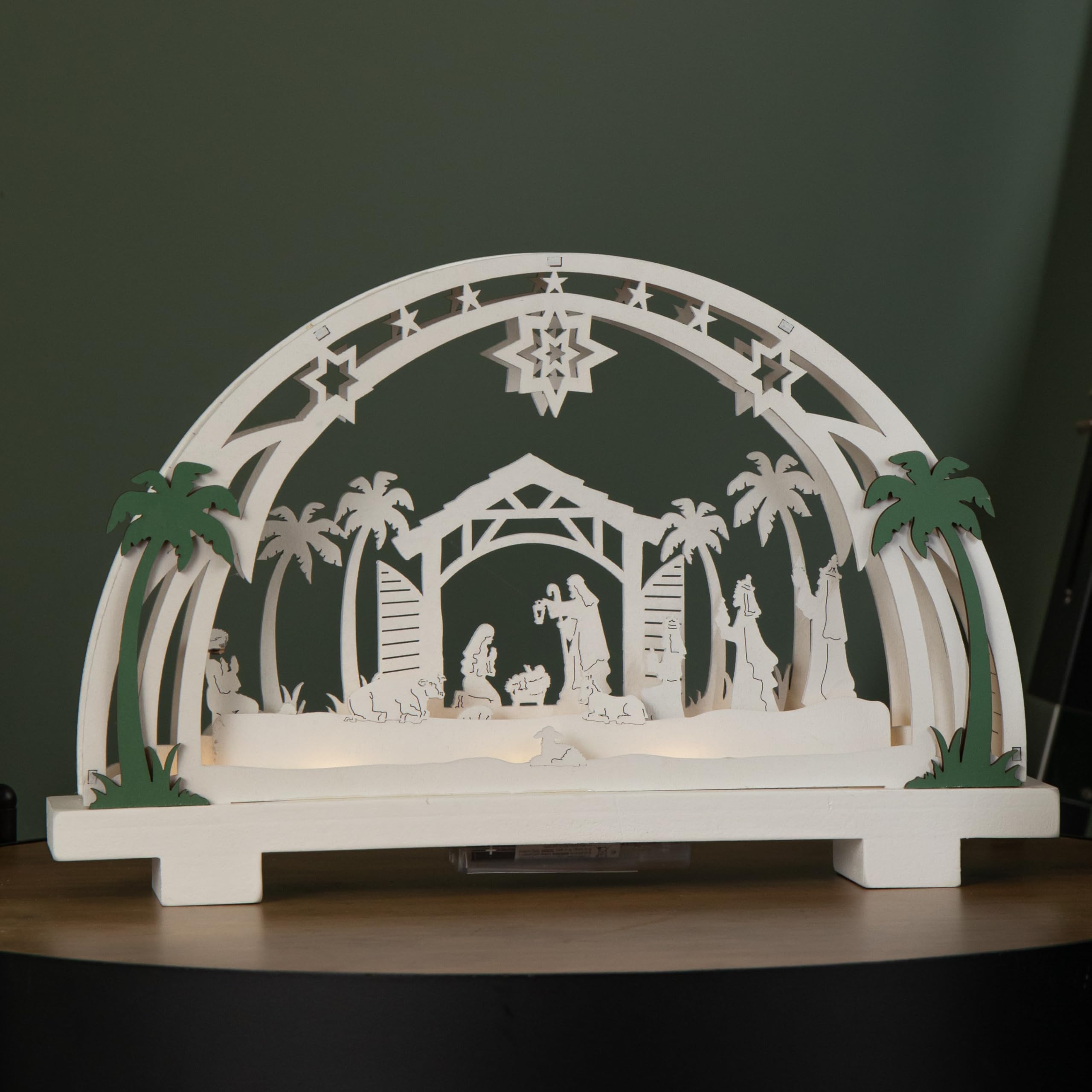 Samuel ALEXANDER 20cm Battery Operated Warm White LED Wooden Arch Nativity Scene Christmas Decoration