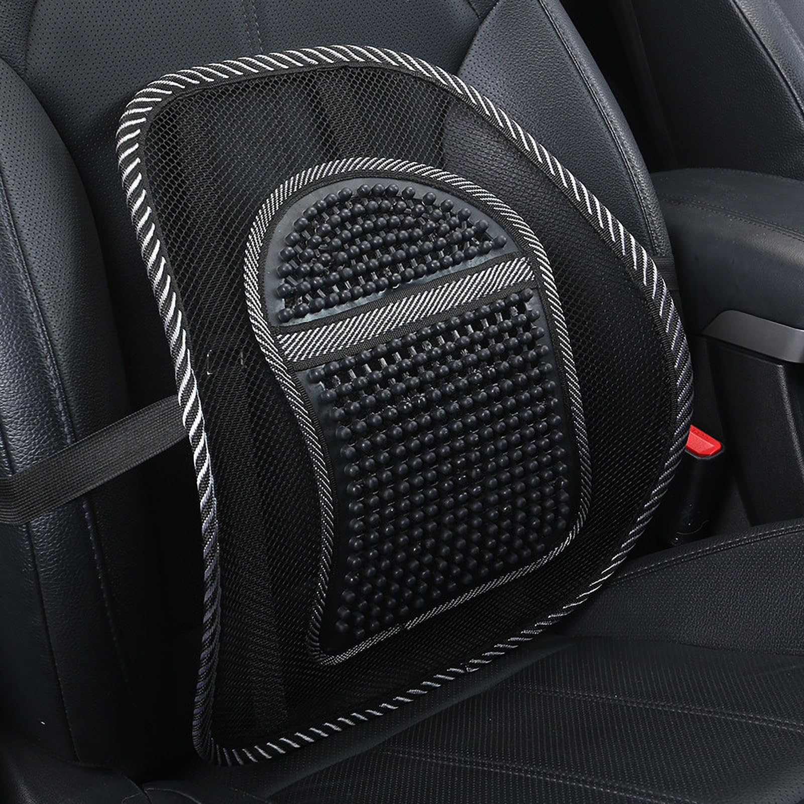 Supporto posteriore in rete per auto con tessuto traspirante e particelle di massaggio per sedie ufficio e auto (supporto lombare a grandi chiodi in pelle)