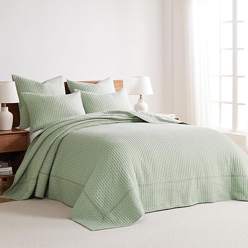 Miniatura 2 de Levtex Home - Juego de colcha de punto de cruz - Colcha King y Funda King - Patrón de punto de cruz - Colcha (120 x 104 pulgadas) y funda (20 x 36