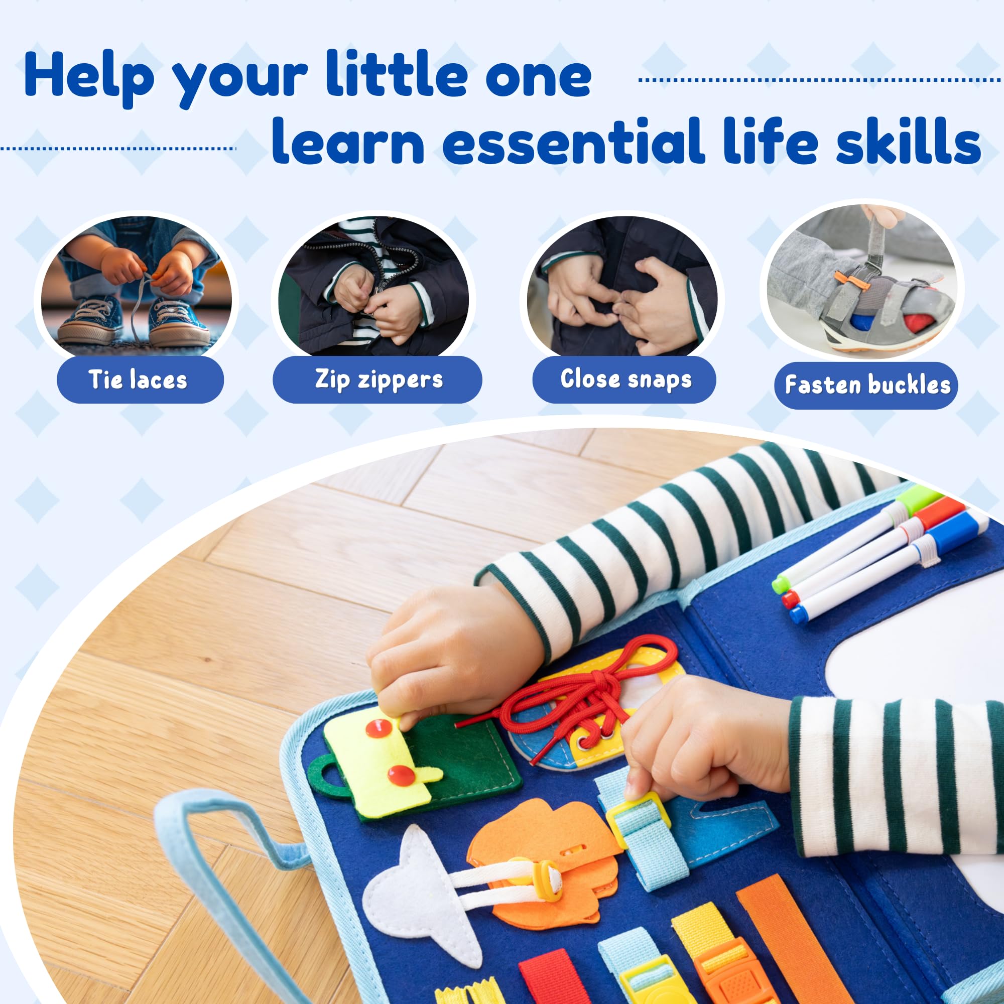 Nene Busy Board Montessori (Version Anglaise) - Jouet éducatif sensoriel pour Enfants 3-6 Ans - Planche d'Activités - Couleurs, Formes, Alphabet, Chiffres, Puzzles - Motricité Fine et créativité