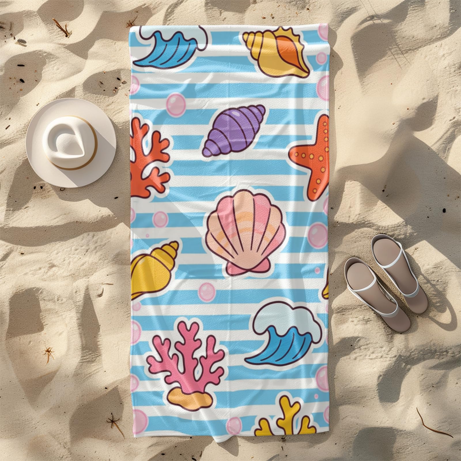 Beach Towel Kids Boys Conch Purple Microfibre Quick Dry Towel for girls,Pool Swimming Travel Towels,Sand-Resistant, Absorbent, Lightweight