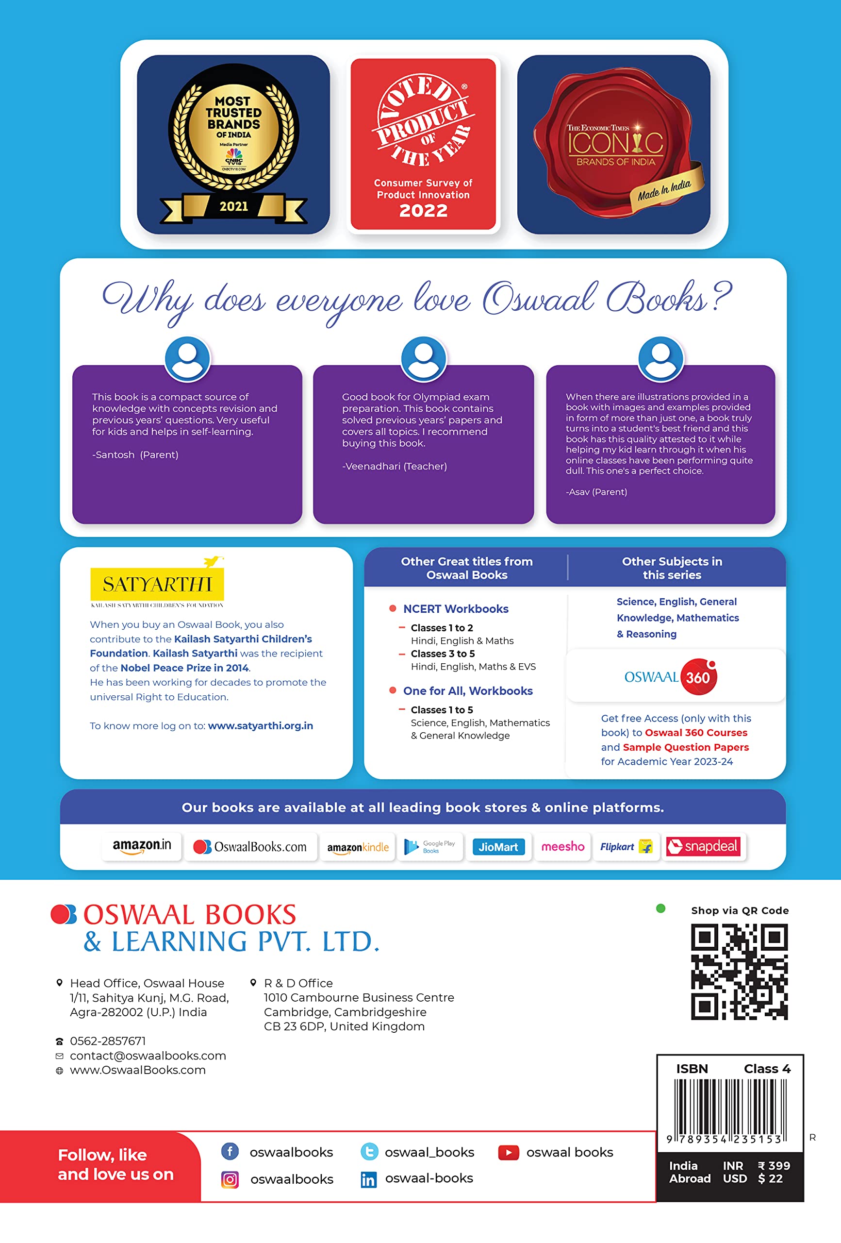 Oswaal One for All Olympiad Previous Years Solved Papers, Class-4 Mathematics Book (For 2021-22 Exam): Mathematics Class-4