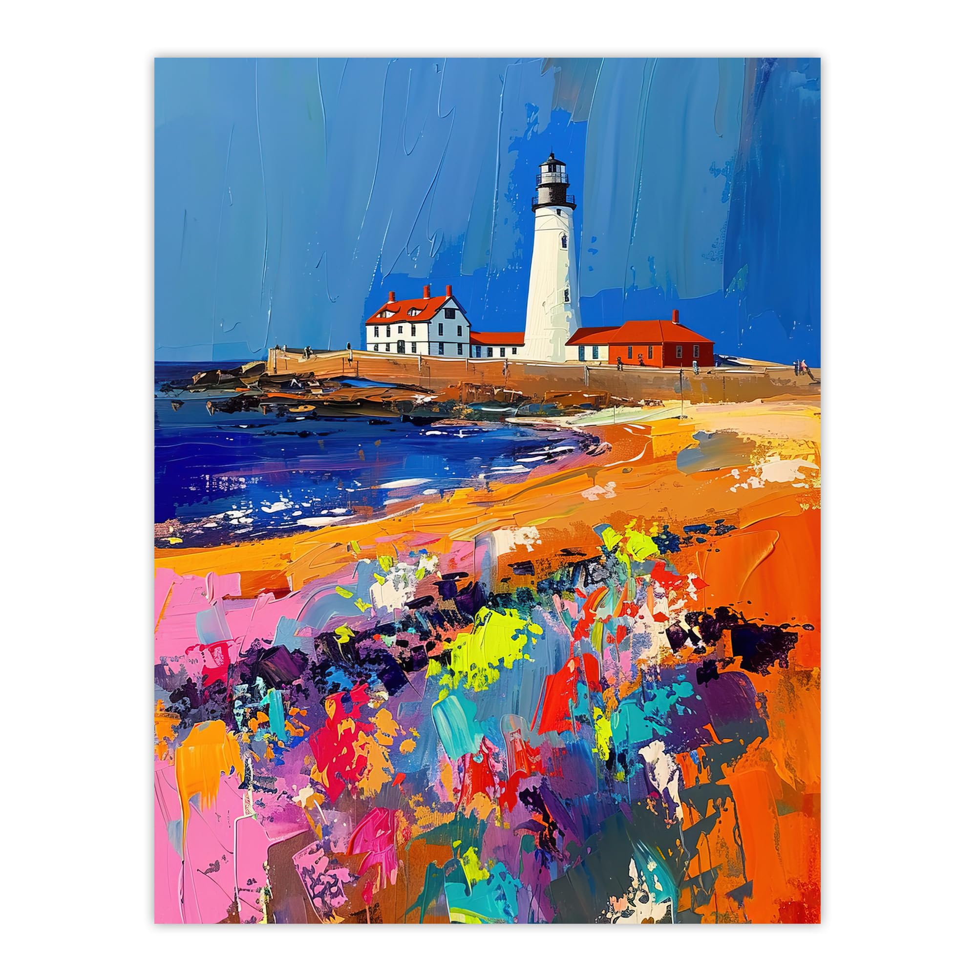 Artery8 St Mary's Lighthouse Whitley Bay Palette Knife Bathroom Toilet Extra Large XL Wall Art Poster Print
