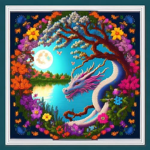 Joyhoor Kits de punto de cruz para principiantes, suministros de punto de cruz estampados, kits de bordado de costura preimpresión para adultos,