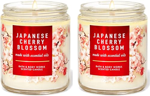 Bath & Body Works Vela perfumada japonesa de una sola mecha con aceites esenciales, 7 onzas cada paquete de 2