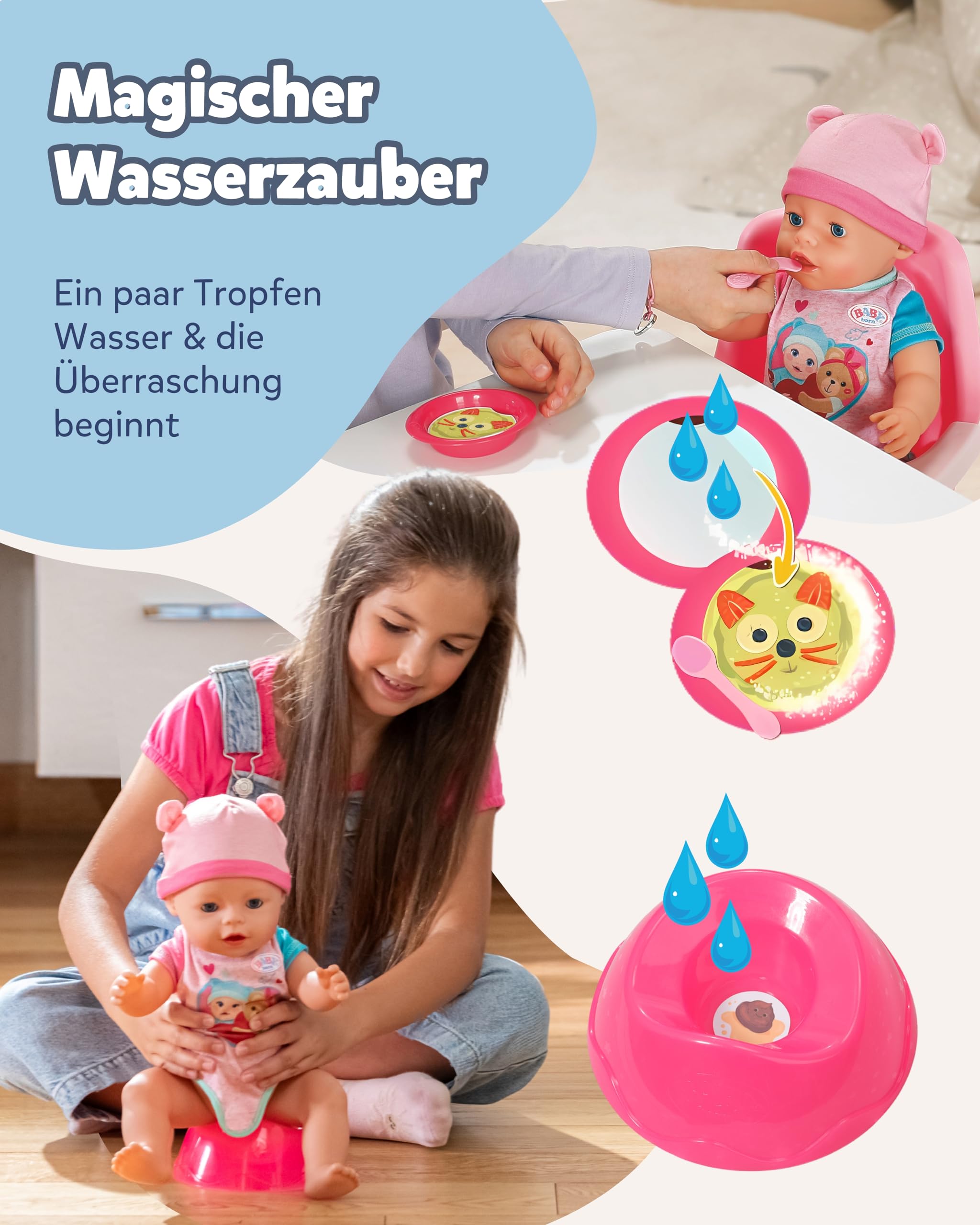 BABY Born Emma 43 cm Babypuppe 10 Funktionen Accessoires Strampler ohne Batterien ab 3 Jahren