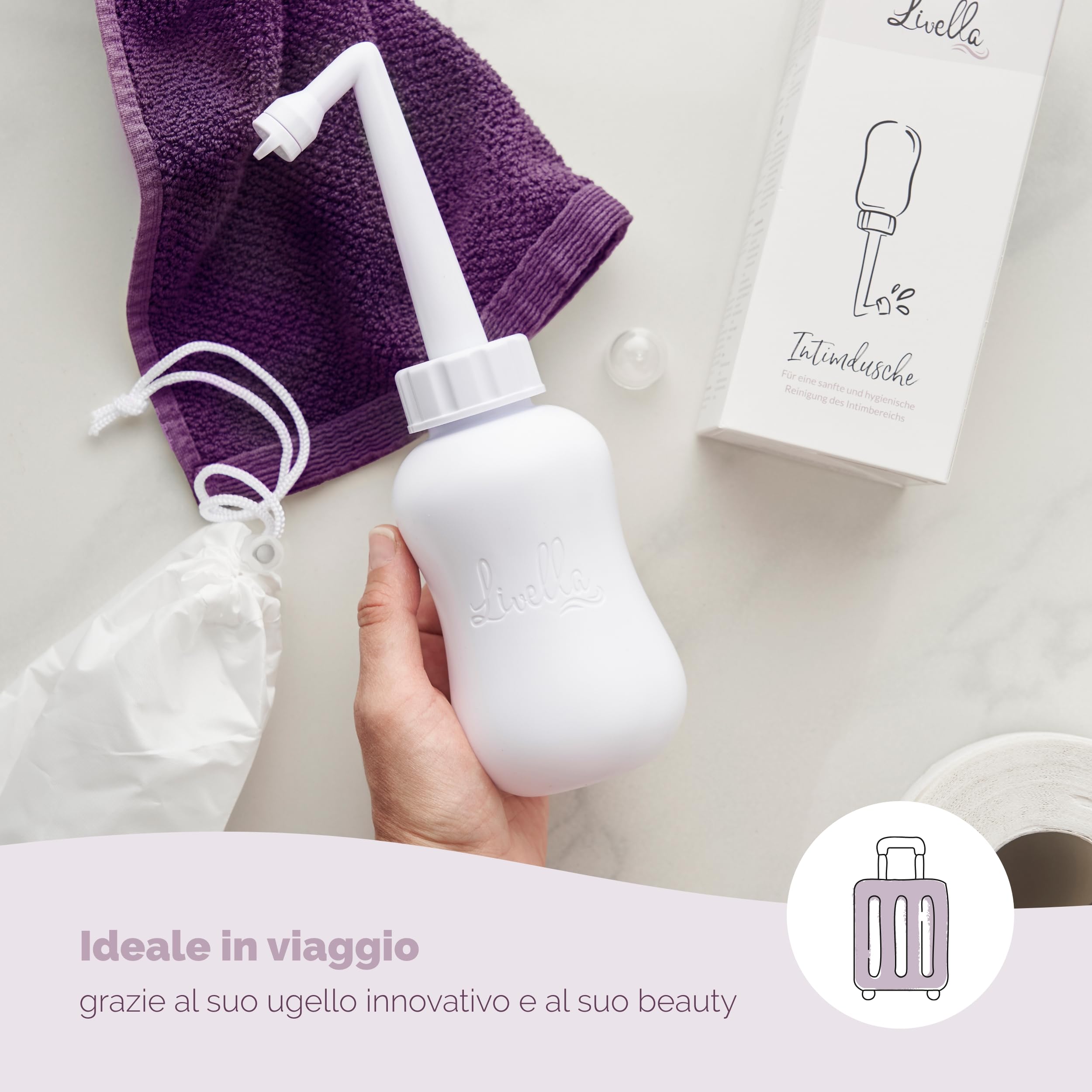 Bidet Portatile Livella - Spruzzino Per Igiene Intima, Ideale Per Viaggi E Post-Partum, Senza BPA, 400 Ml - Foto 4