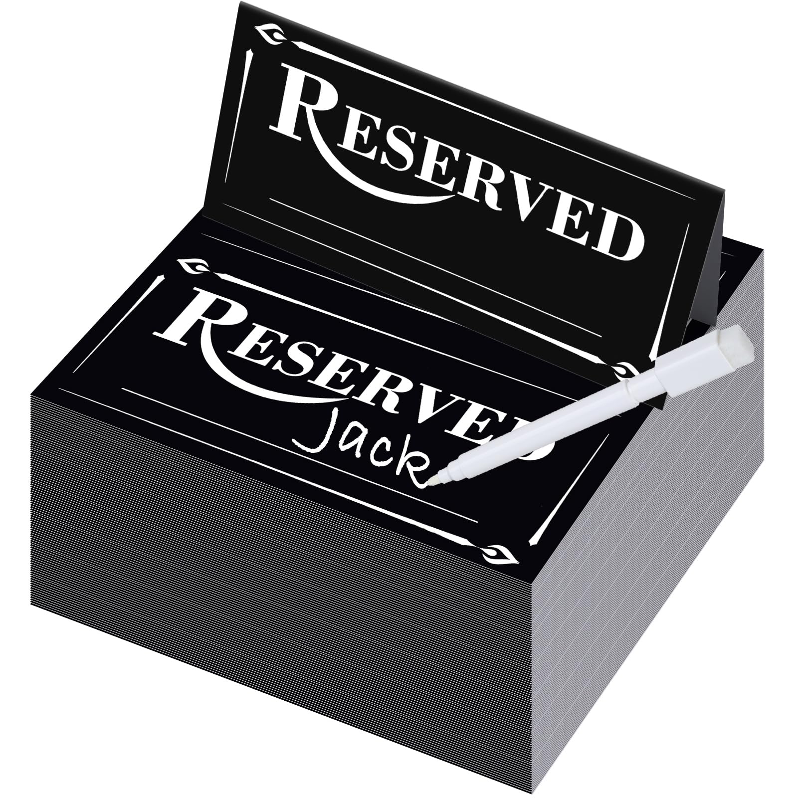 Resurhang 300 Pcs Paper Table Reserved Sign with Name Line Reserved Seating Signs Bulk Double Sided Signs for Reserving Seats Restaurant Wedding