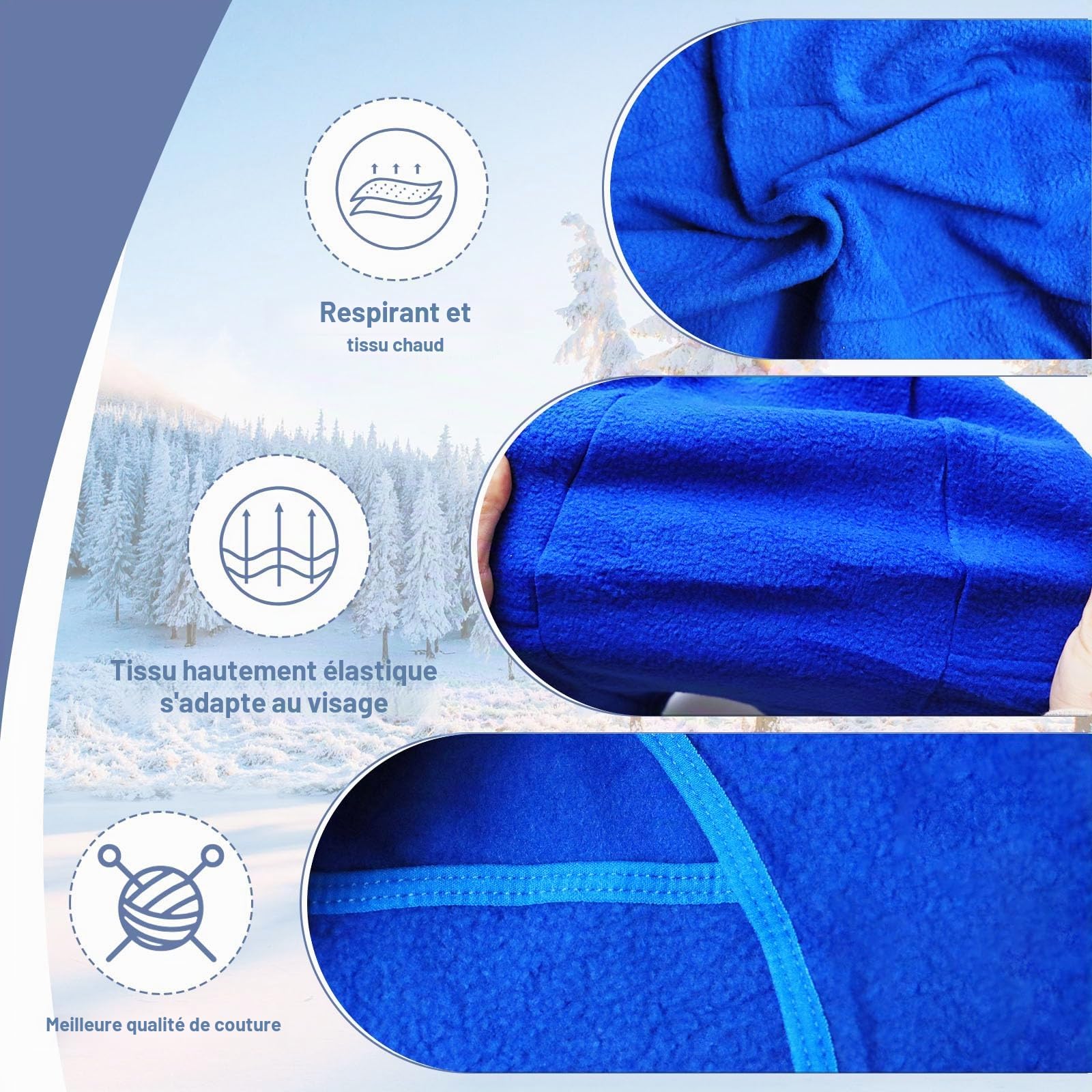 ZOCONE Lot de 3 cagoules d'hiver pour enfant - Coupe-vent - Masque facial - Masque de ski - Pour fille et garçon