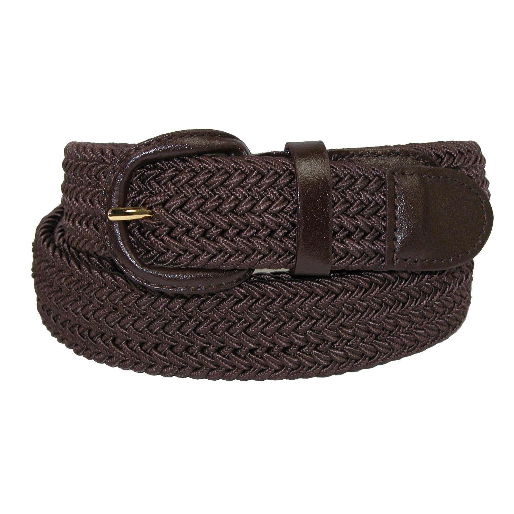 CTM Men's Elastic Braided Belt with Covered Buckle (Big & Tall Available), XXL, Brown