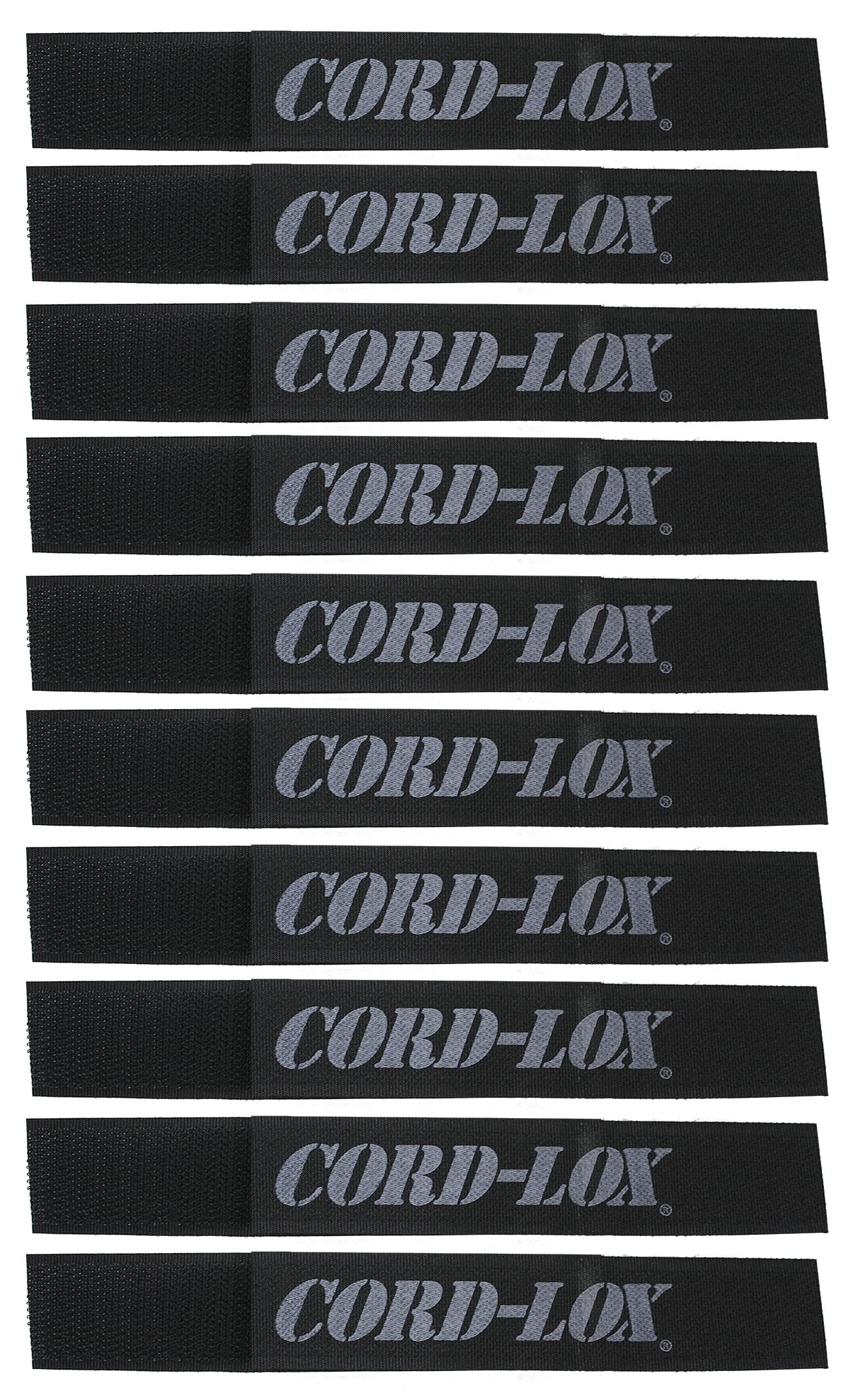 Cord-Lox Open-Loop Series Cable Ties Reusable - Electrical Cord Management for Cables with Larger Plugs, Cord Wrap for Music, Stage and Studio Cables, Fabricated in USA (Black, 7 x 1 Inch, 10 Pack)