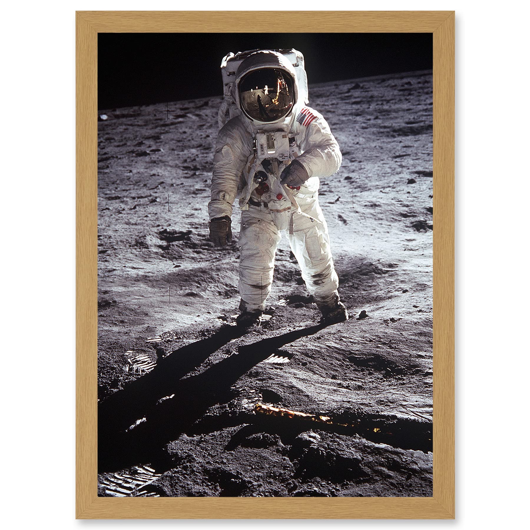 Artery8 Apollo 11 Astronaut Aldrin Armstrong 50th Anniversary Moon Landing A4 Artwork Framed Wall Art Print