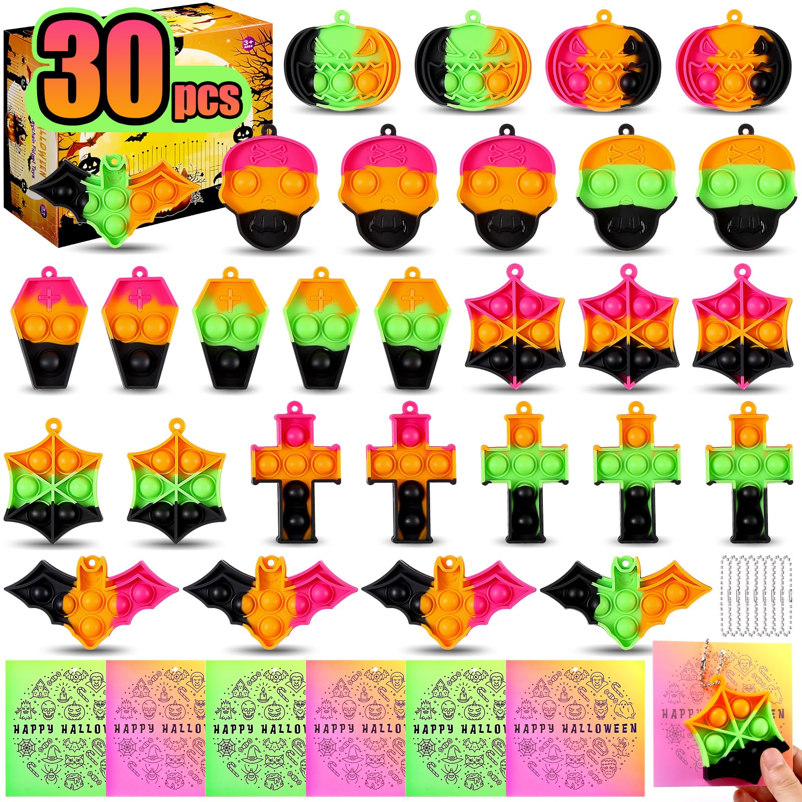 Amazon.com: 30pcs Halloween Mini Pop Keychain Fidget Toys, Halloween Party  Favors Goodie Bag Stuffers with Keychain, Bulk Sensory Toys for Classroom  Prize, Pinata Fillers Halloween Treat Bag Gifts for Kids Adults :