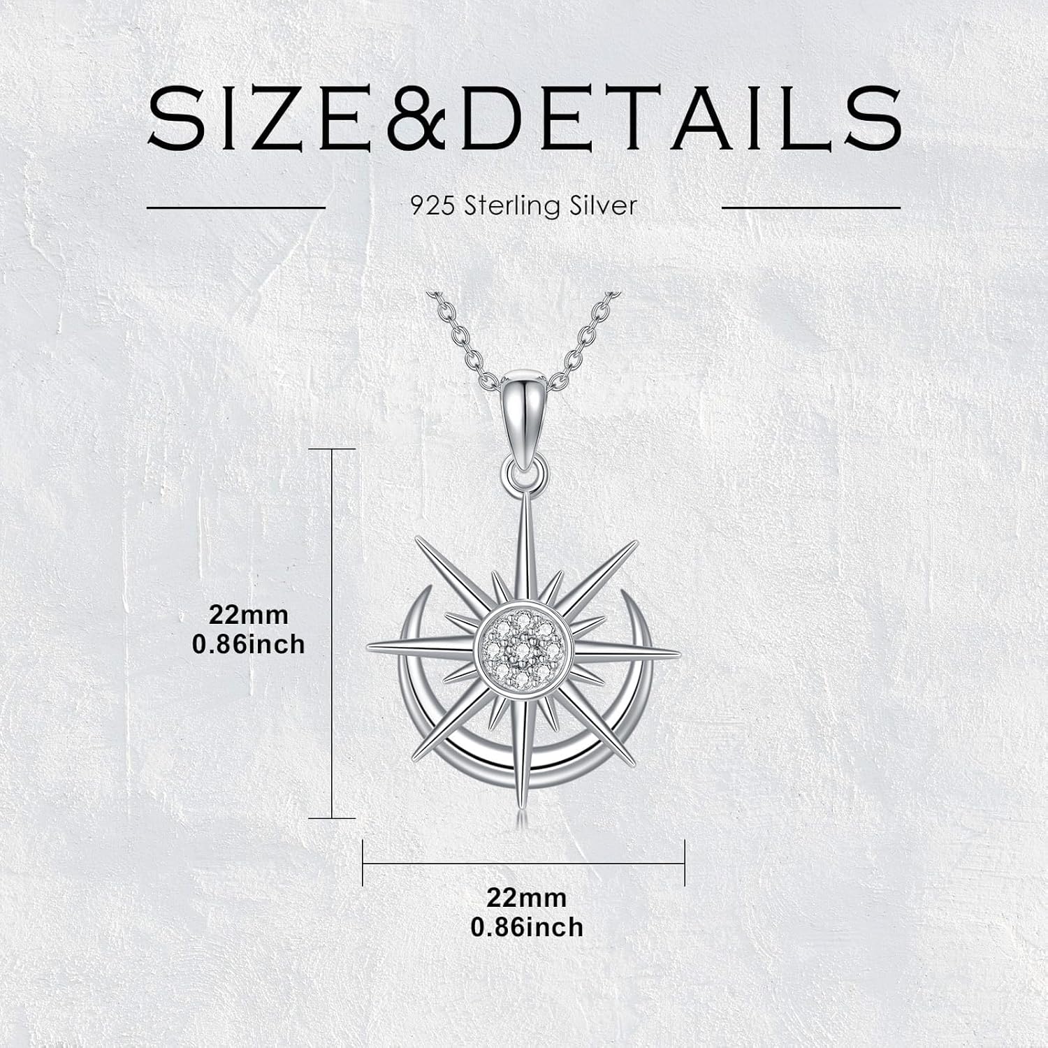 Diamond Sun and Moon Necklace 925 Sterling Silver Lab Grown Diamond Crescent Moon Sun Pendant Anniversary Christmas Jewelry Gifts for Women(D color, VVS clarity) - Image 6