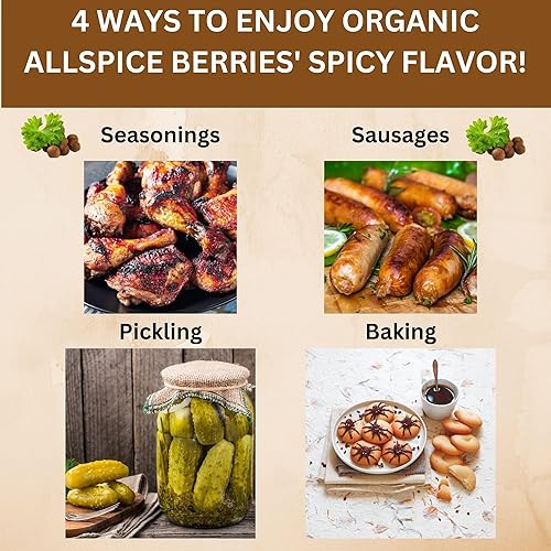 Miniatura 3 de SPICY ORGANIC Bayas de pimienta de Jamaica orgánicas puras enteras de 16 onzas. Certificado USDA Orgánico - Semillas de pimiento y pimientos prémium