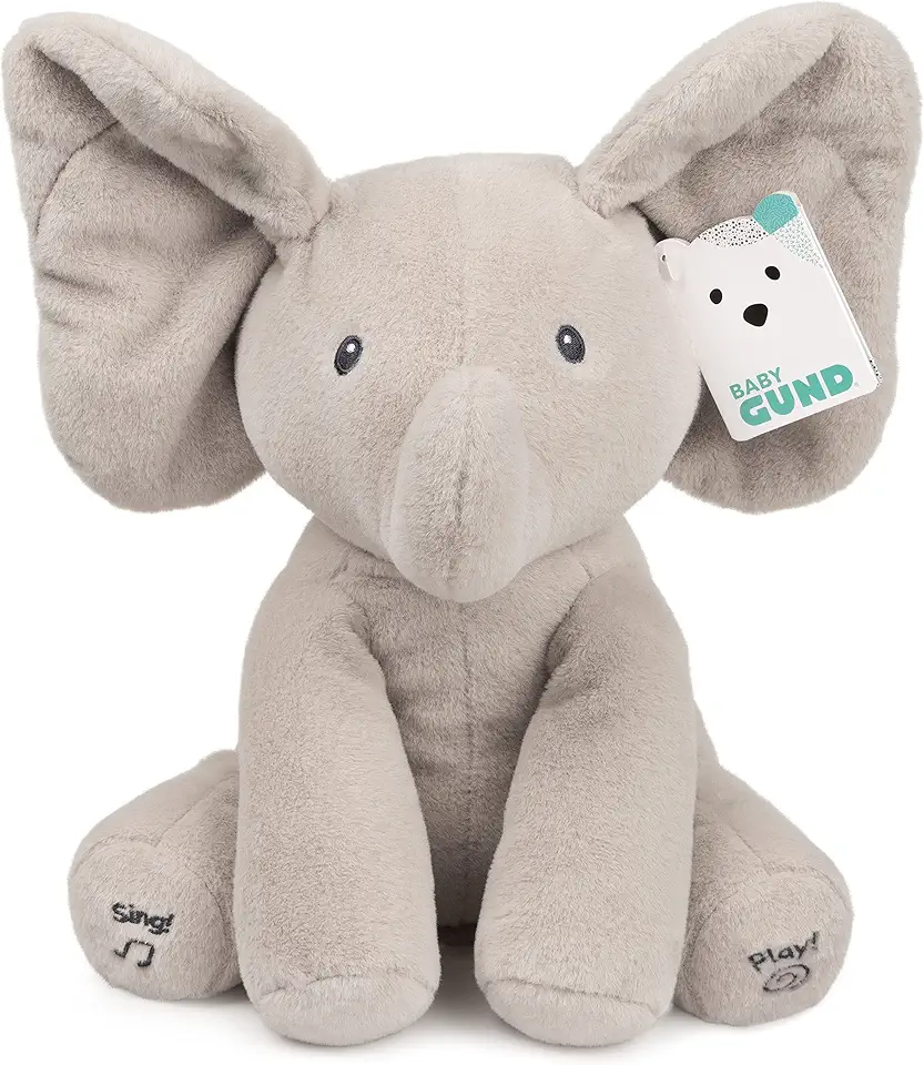 Baby GUND Animated Flappy the Elephant Plush, Singing Stuffed Animal Baby Toy for Ages 0 and Up, Gray, 12&quot;