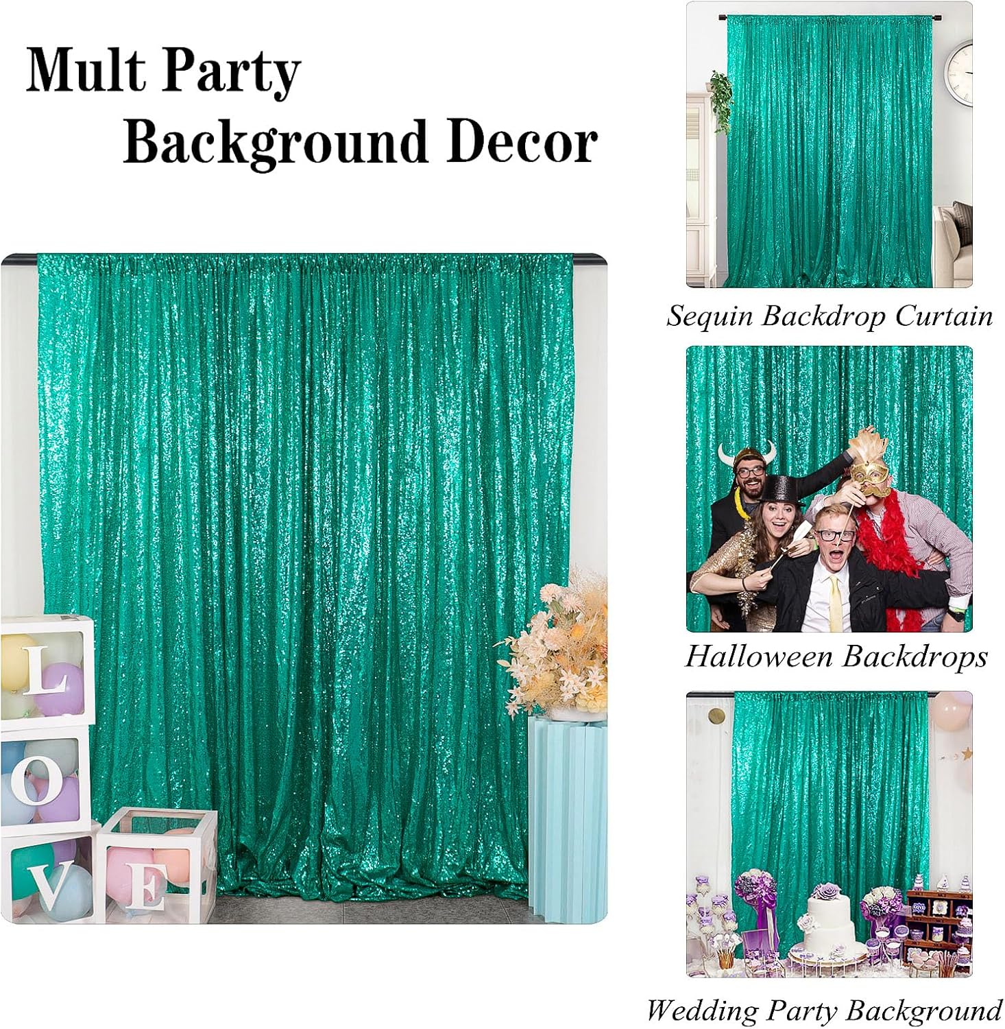 DUOBAO 8x10 Ft Green Sequin Backdrop | Glitter Curtain for Parties & Events | Sparkling Photo Background for Christmas & Photography