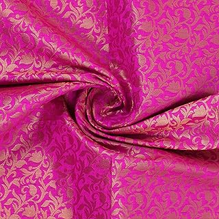 Dark Pink Brocade Art Silk Fabric Solid Pattern Fabric for Sewing Lehenga Skirt Pouch Crafting Home Decor by The Yard