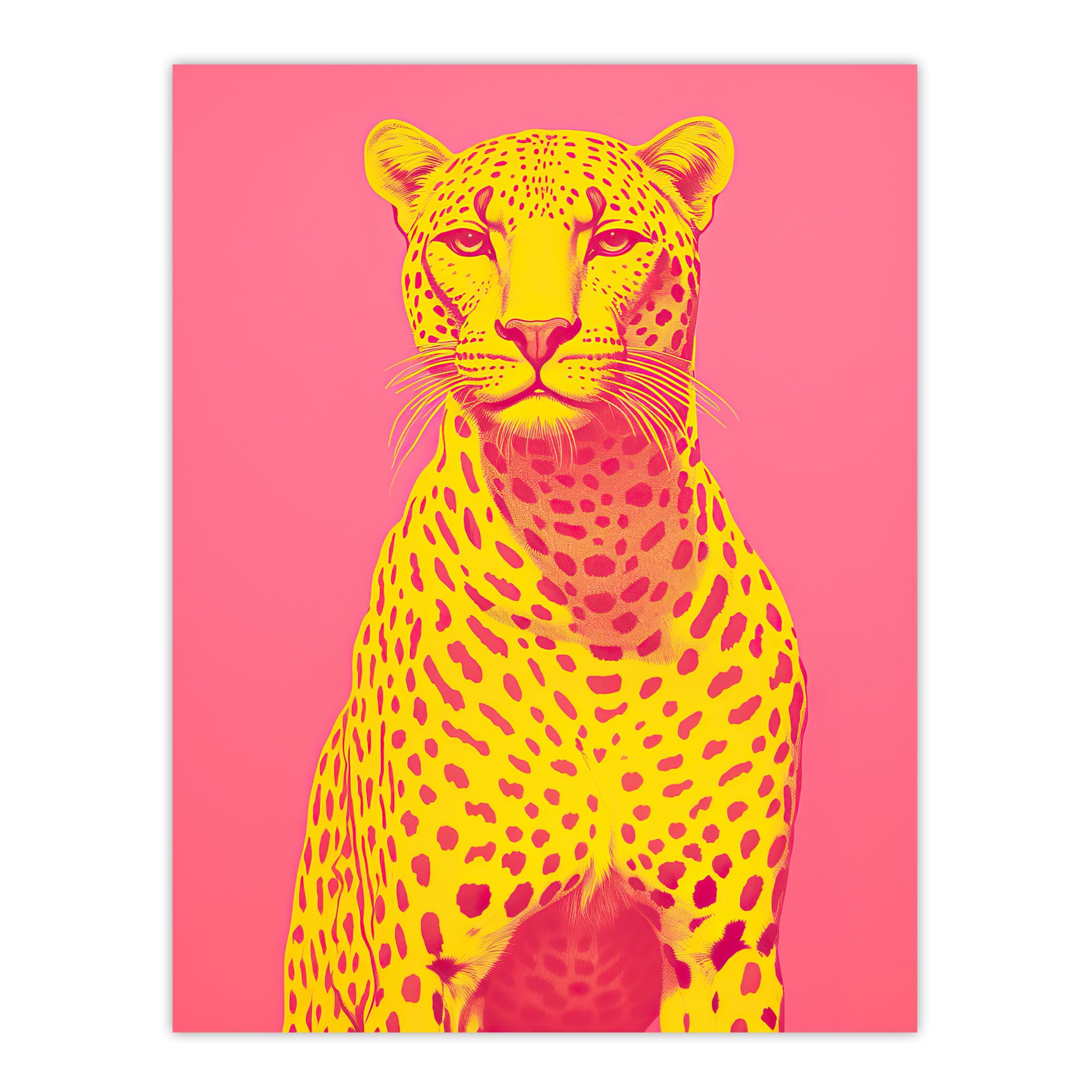 Wee Blue Coo Cerise Cheetah Bold Animal Yellow Pink Extra Large XL Wall Art Poster Print