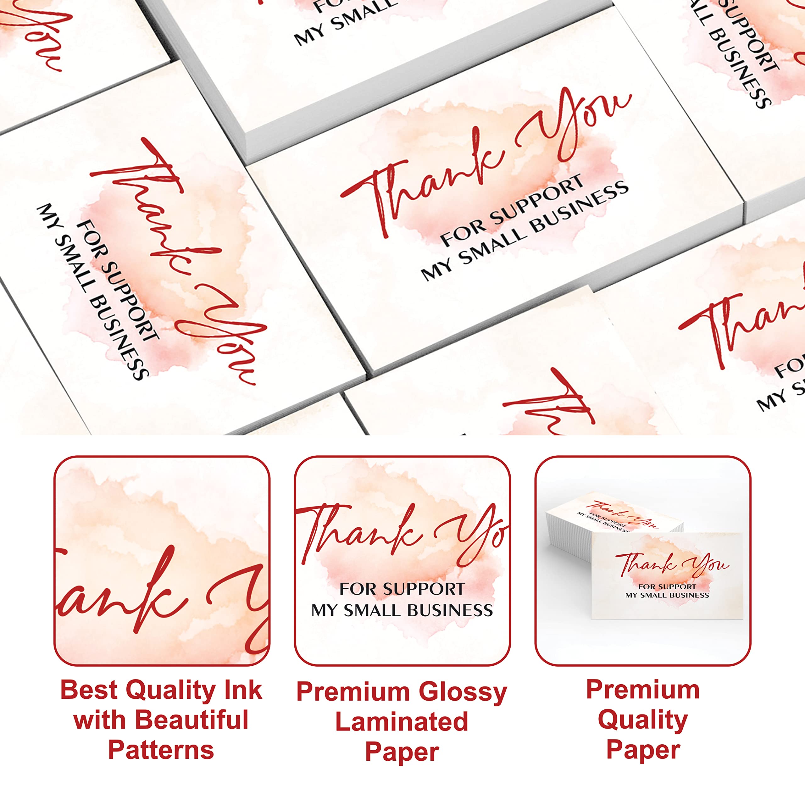 Rousrie Thank You Cards (Pack Of 100) With White Back For Small Business, Return Gifts, Packaging Material, Professional Use (Size – 3.5 inch by 2 inch), Design 4 1