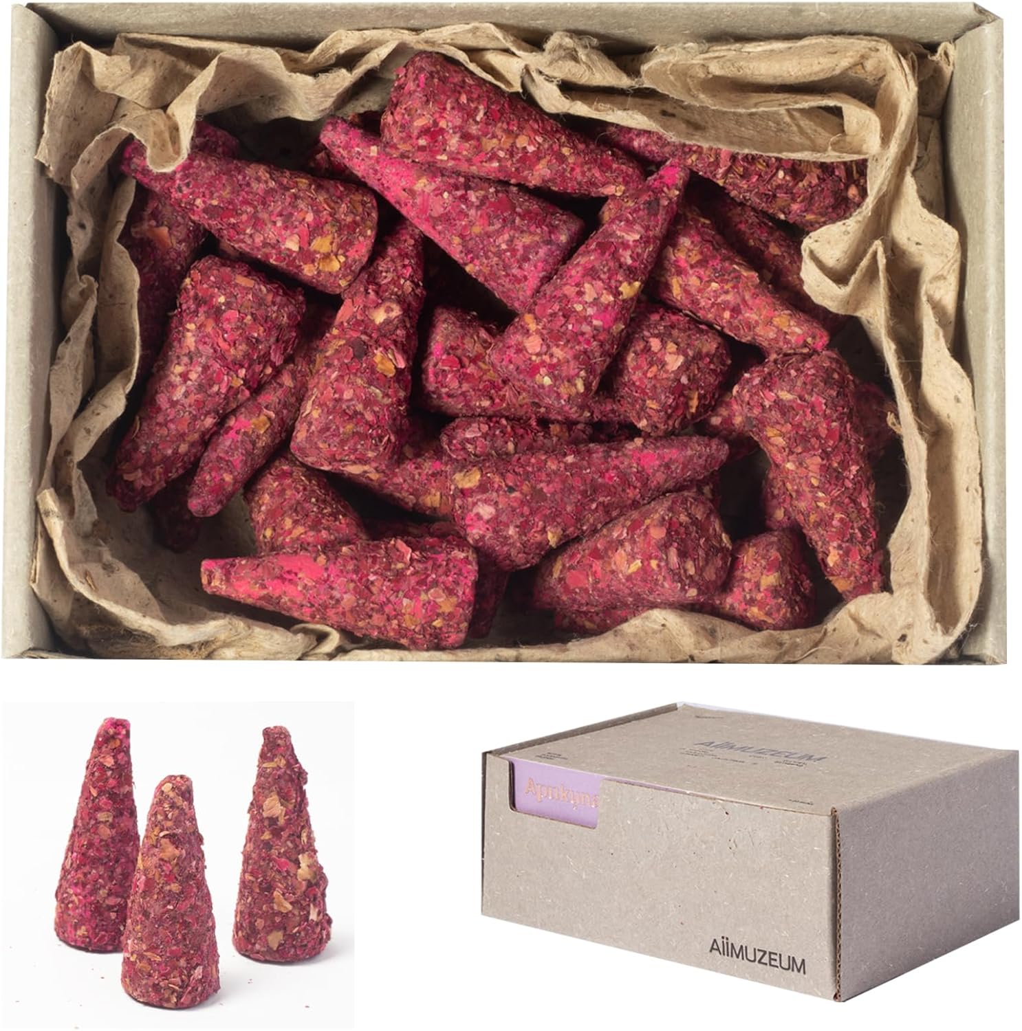 Aiimuzeum® Natural Rose Incense Cones 30 PCS- Handmade Excellence, Long Burning Perfect for Relaxation and Meditation,Aromatic Rooms,Air Purifier Home and House Decor (Andes - Wild Rose)