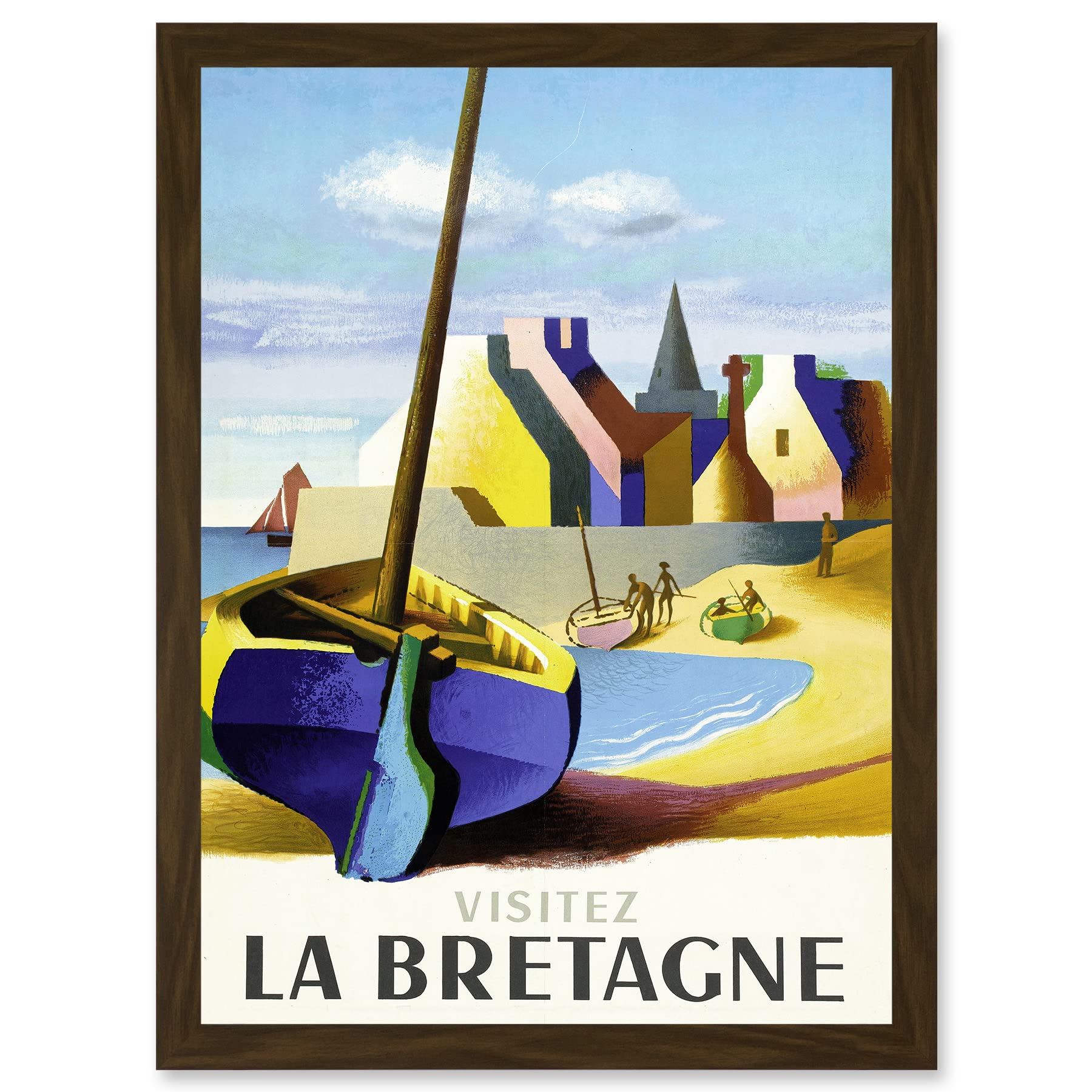 Framed Wall Art Print A4 - Nathan Visit Brittany Bretagne Railway Travel Advert France - Artery8